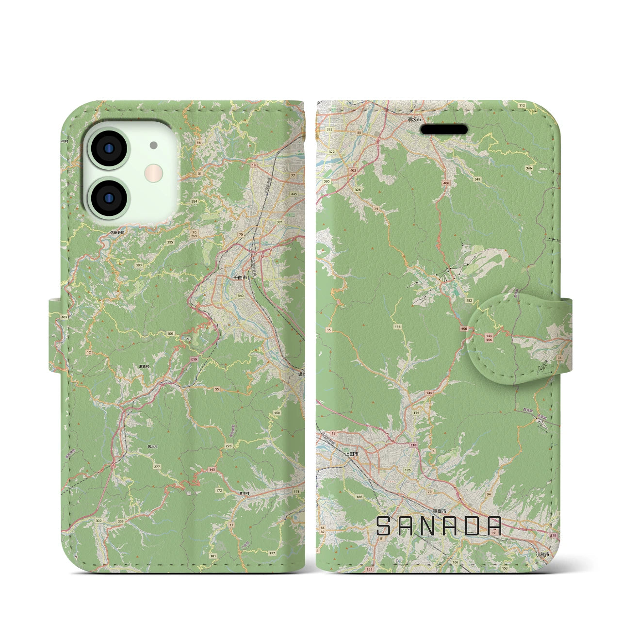 【真田(長野県)】地図柄iPhoneケース(手帳タイプ)