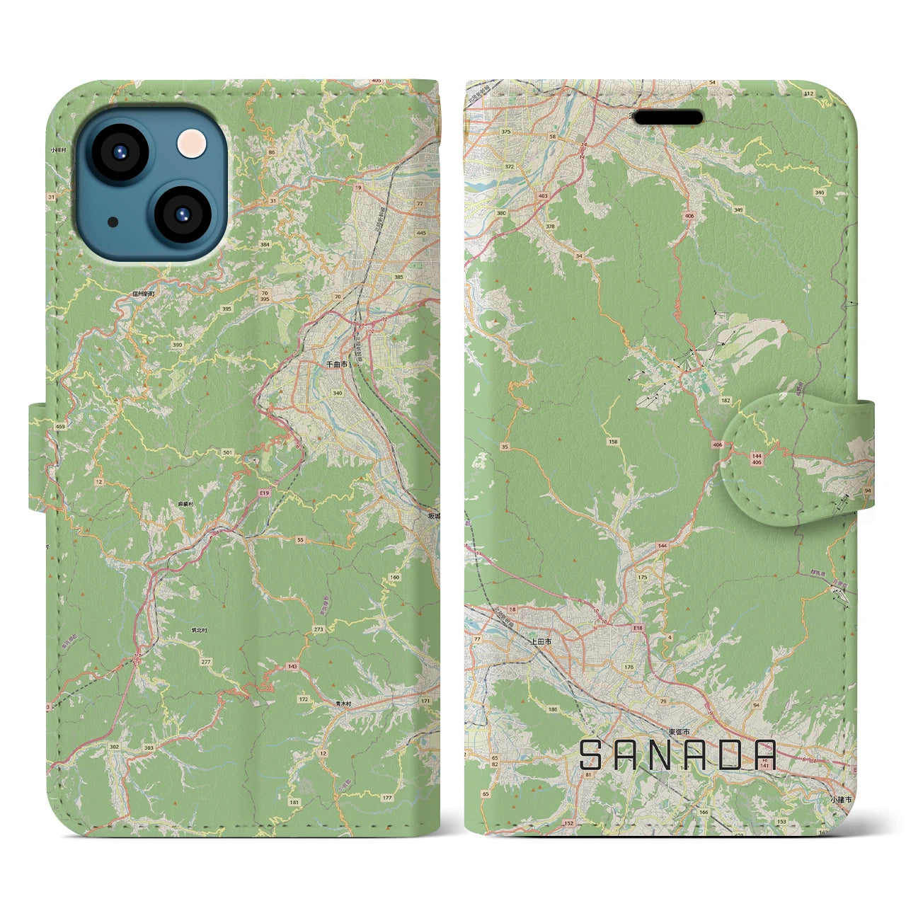 【真田(長野県)】地図柄iPhoneケース(手帳タイプ)