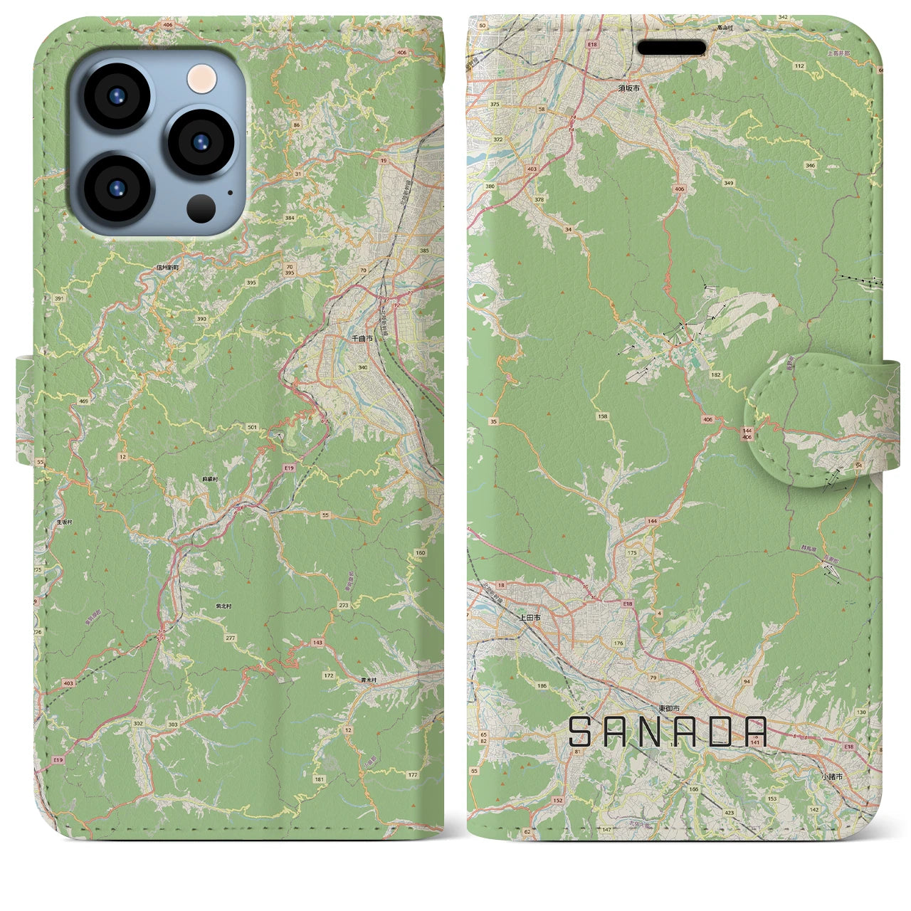 【真田(長野県)】地図柄iPhoneケース(手帳タイプ)