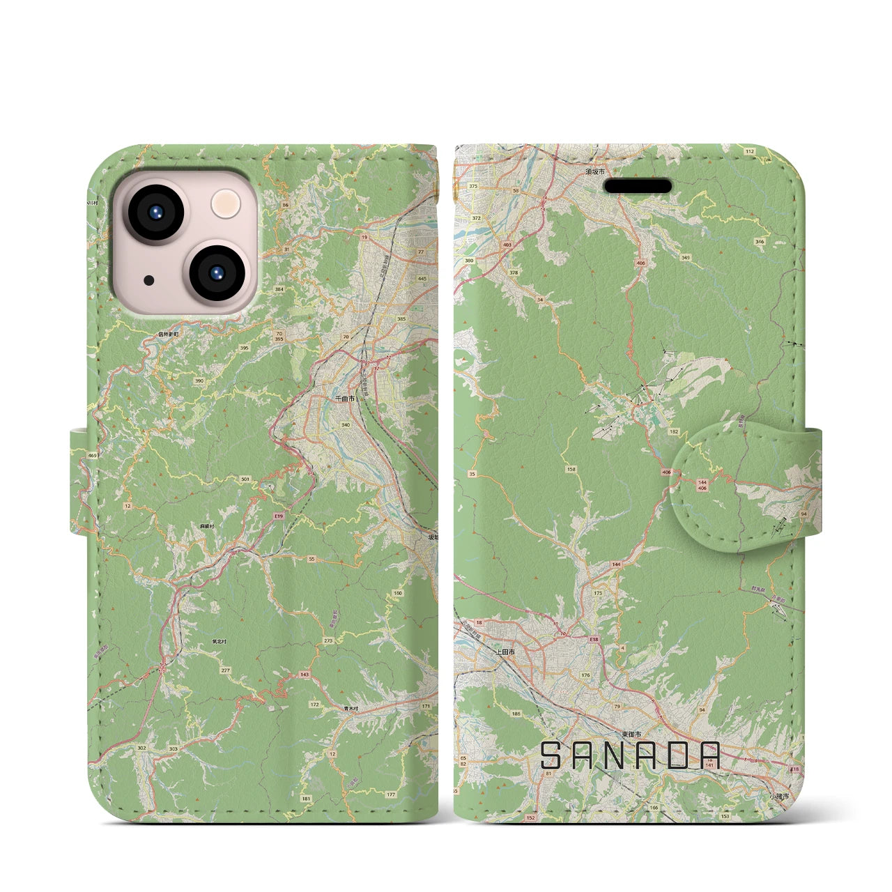 【真田(長野県)】地図柄iPhoneケース(手帳タイプ)