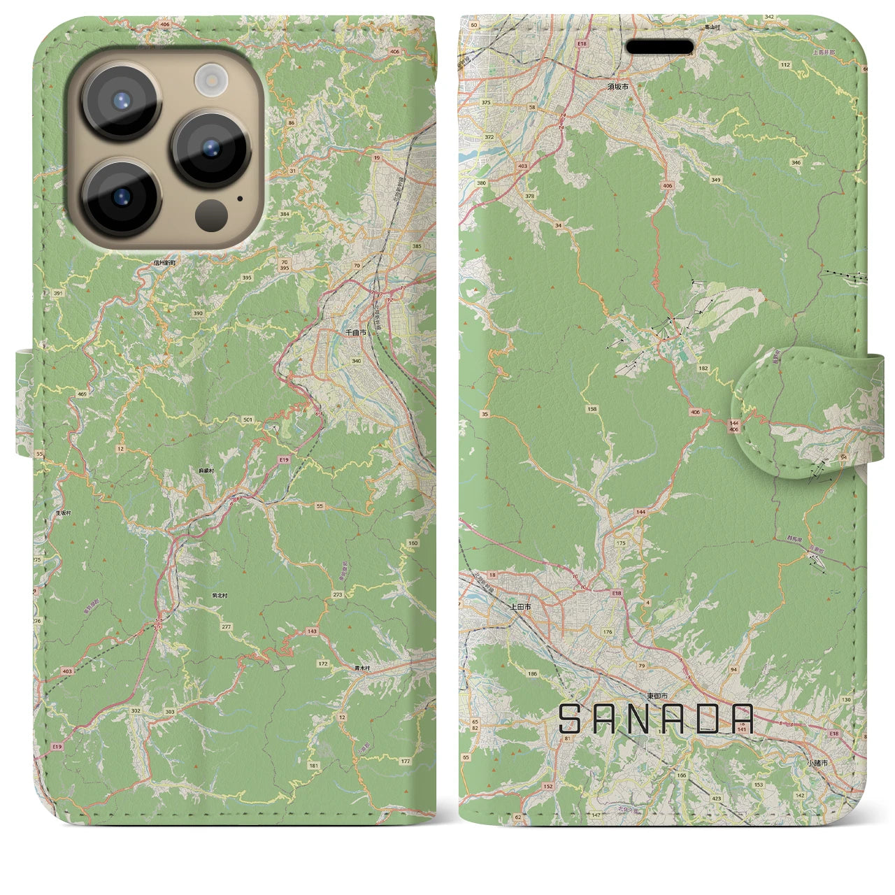 【真田(長野県)】地図柄iPhoneケース(手帳タイプ)