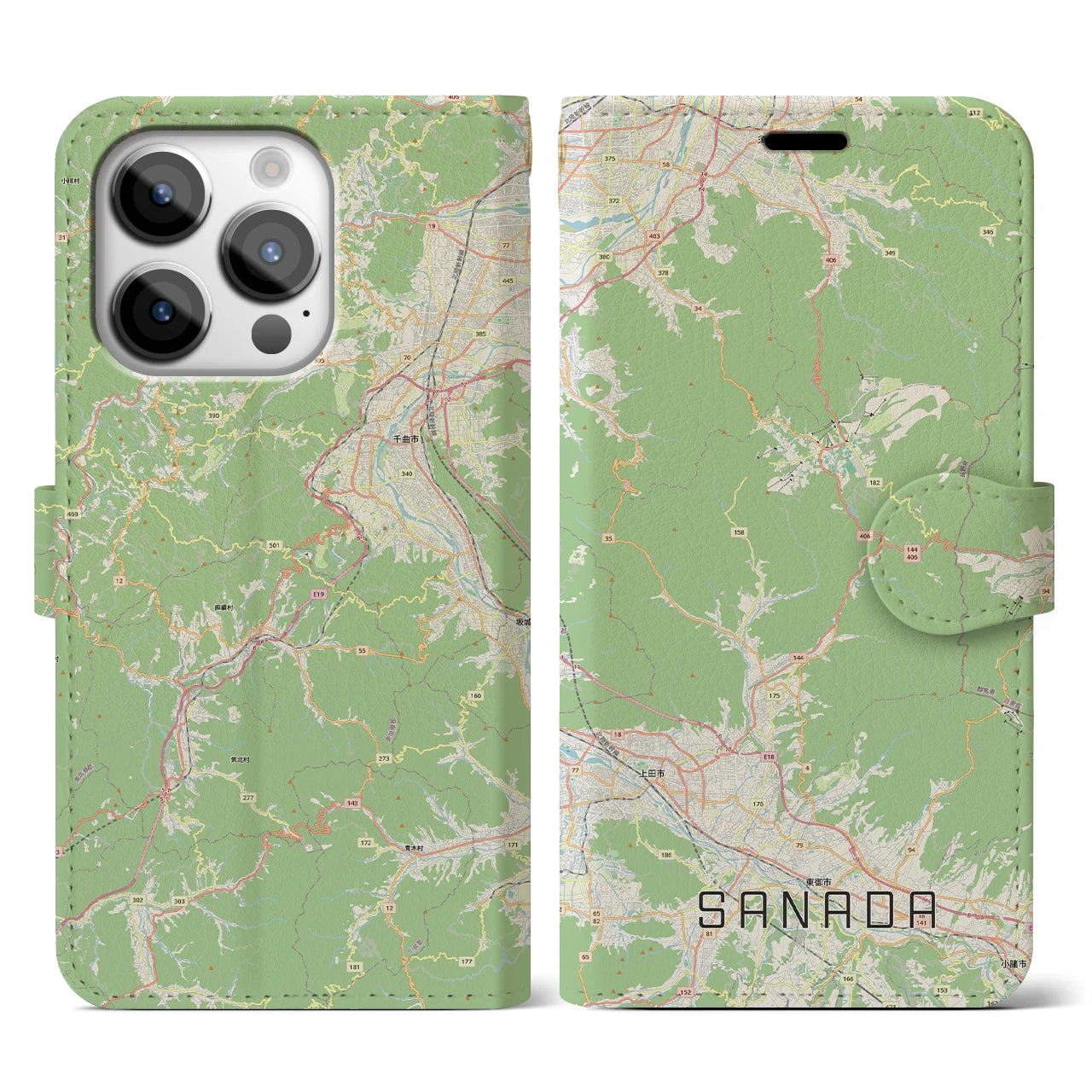 【真田(長野県)】地図柄iPhoneケース(手帳タイプ)