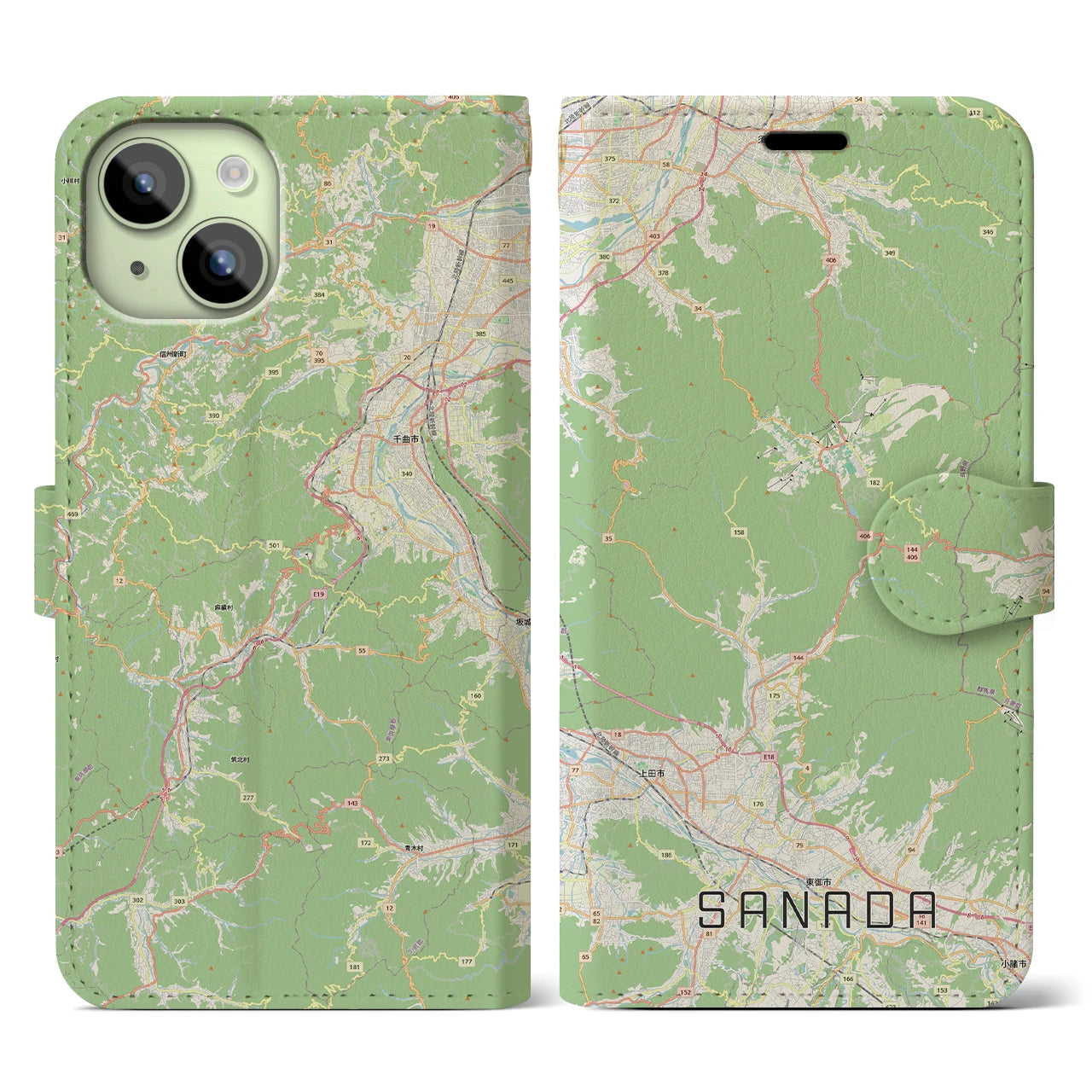 【真田(長野県)】地図柄iPhoneケース(手帳タイプ)