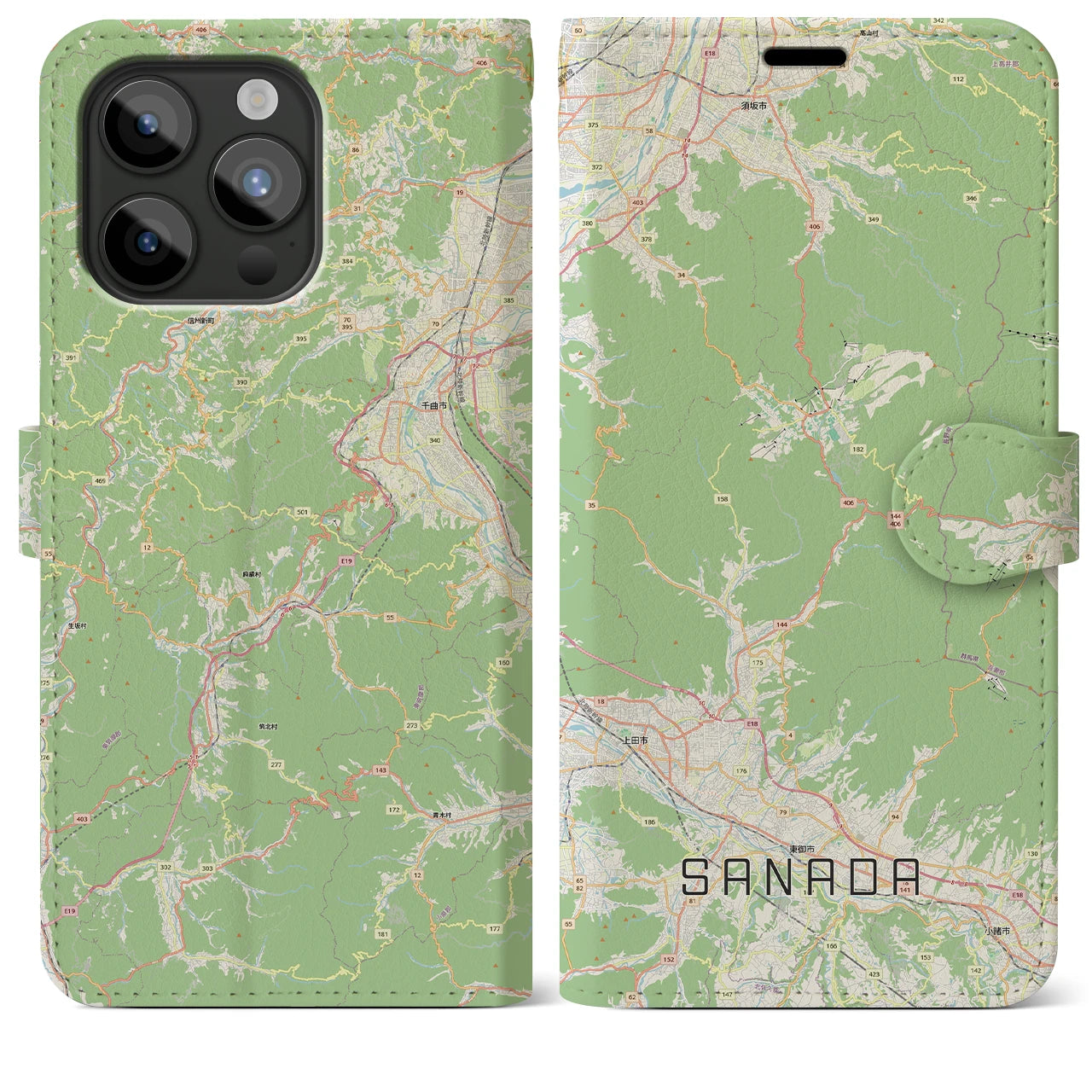【真田(長野県)】地図柄iPhoneケース(手帳タイプ)