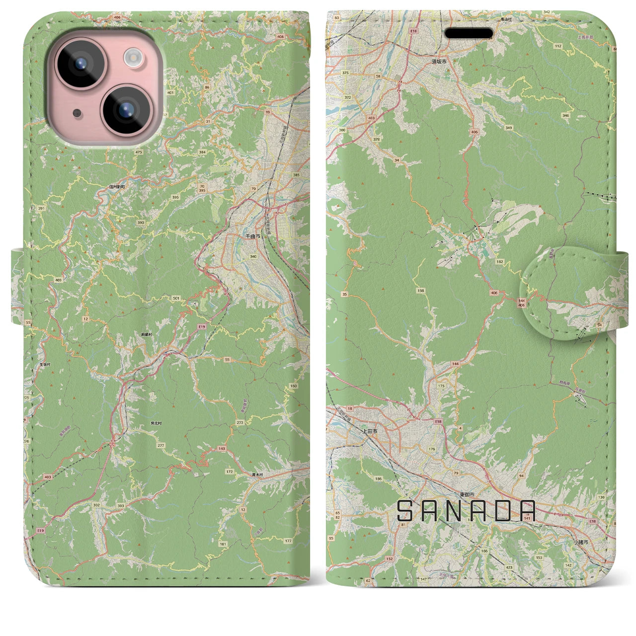 【真田(長野県)】地図柄iPhoneケース(手帳タイプ)