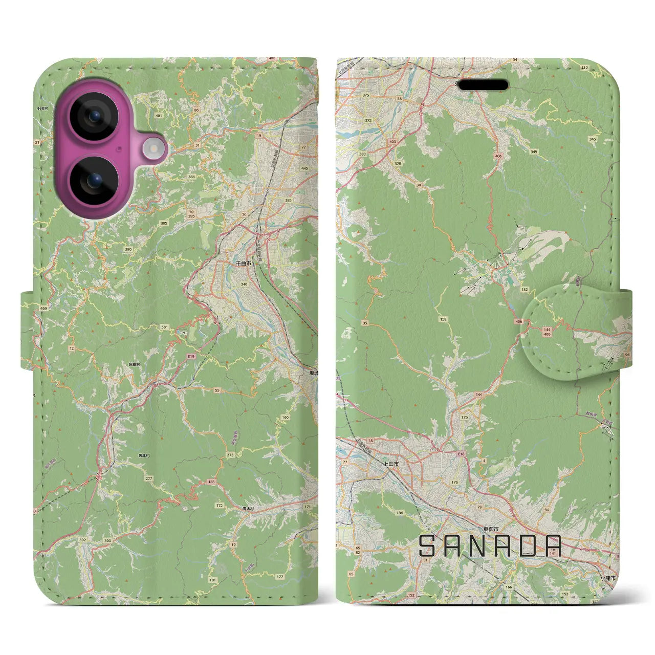 【真田(長野県)】地図柄iPhoneケース(手帳タイプ)