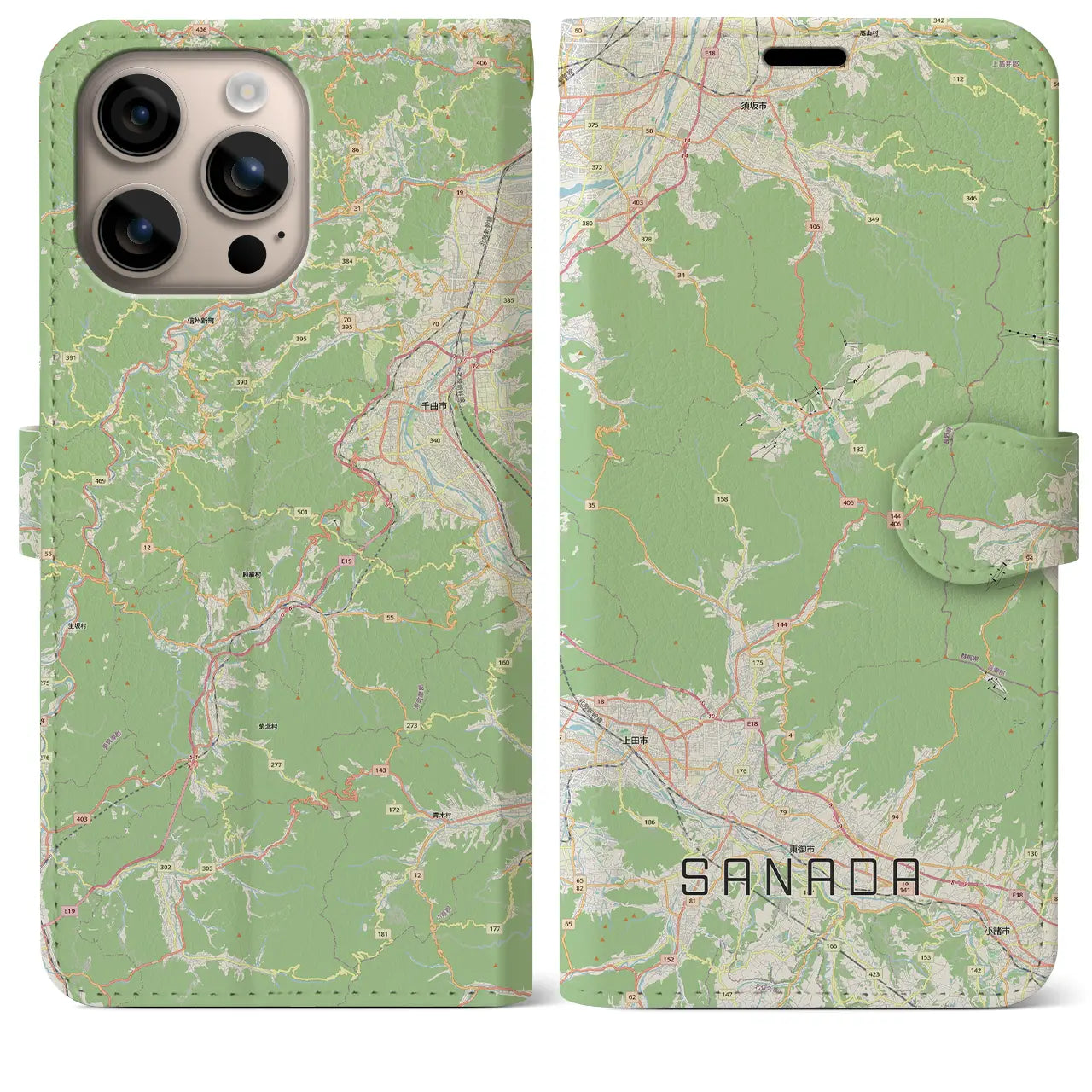 【真田(長野県)】地図柄iPhoneケース(手帳タイプ)