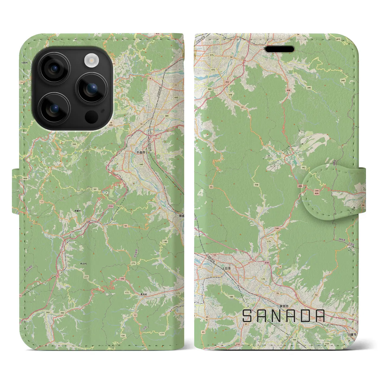 【真田(長野県)】地図柄iPhoneケース(手帳タイプ)