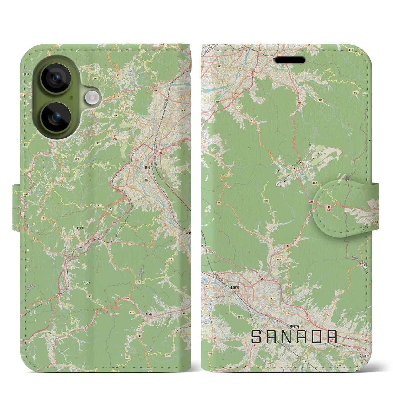 【真田(長野県)】地図柄iPhoneケース(手帳タイプ)