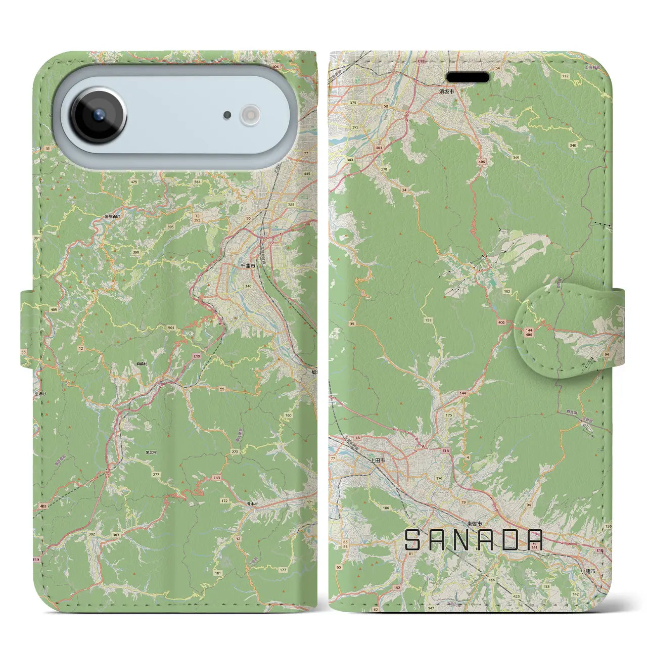 【真田(長野県)】地図柄iPhoneケース(手帳タイプ)