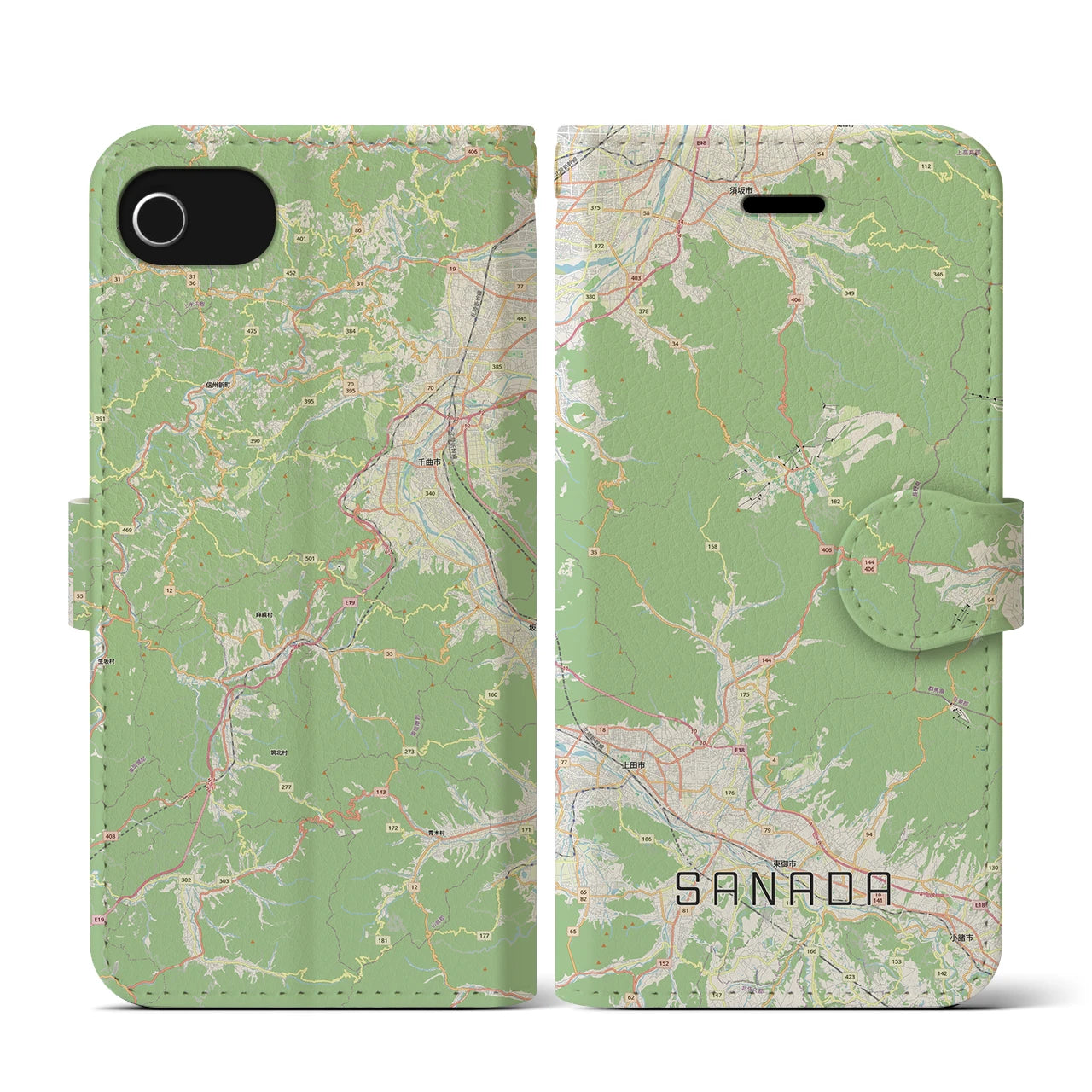 【真田(長野県)】地図柄iPhoneケース(手帳タイプ)