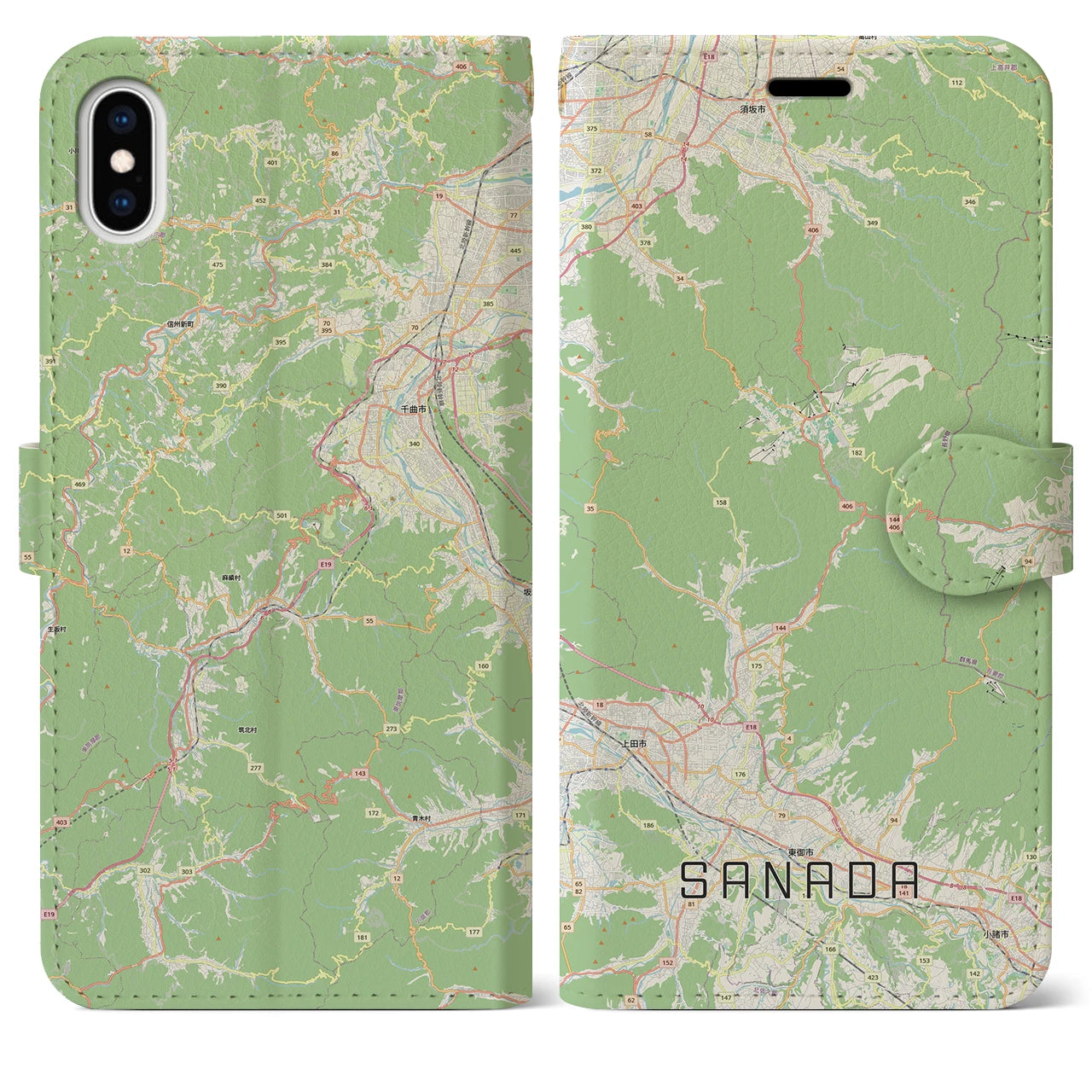 【真田(長野県)】地図柄iPhoneケース(手帳タイプ)
