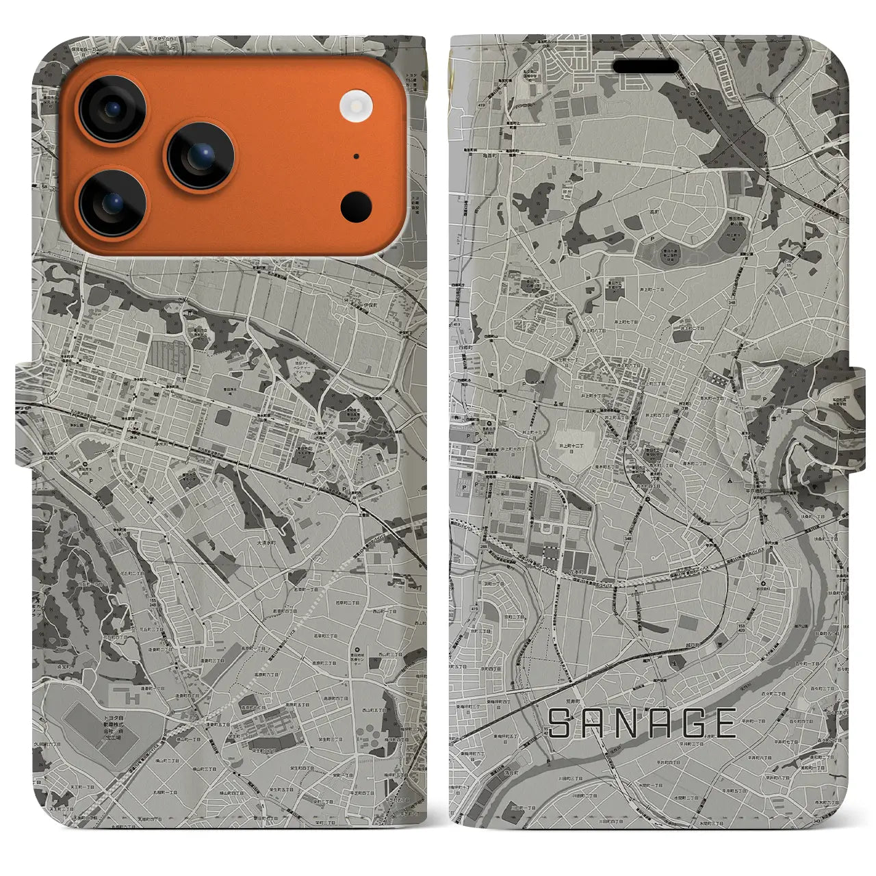 【猿投(愛知県)】地図柄iPhoneケース(手帳タイプ)