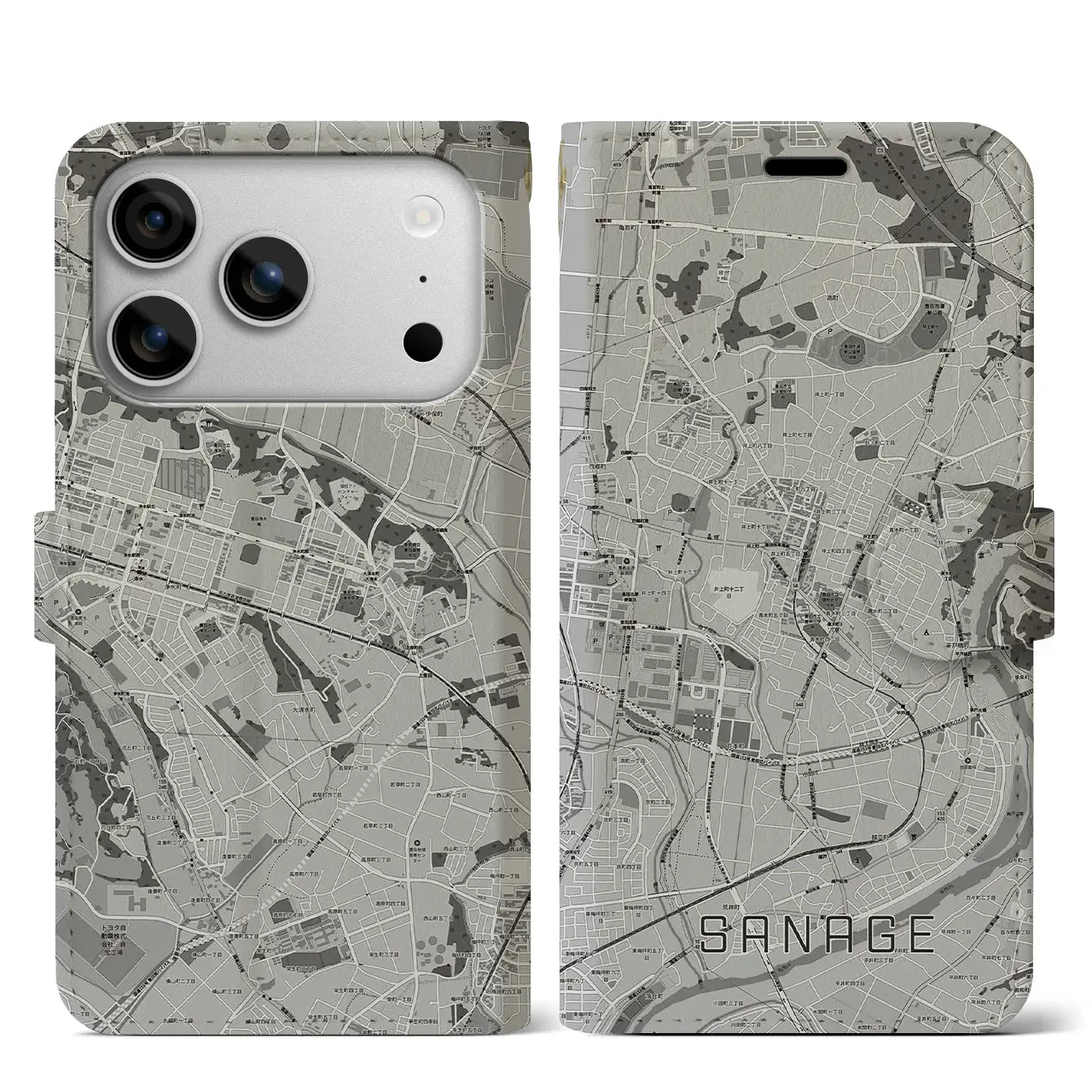 【猿投(愛知県)】地図柄iPhoneケース(手帳タイプ)