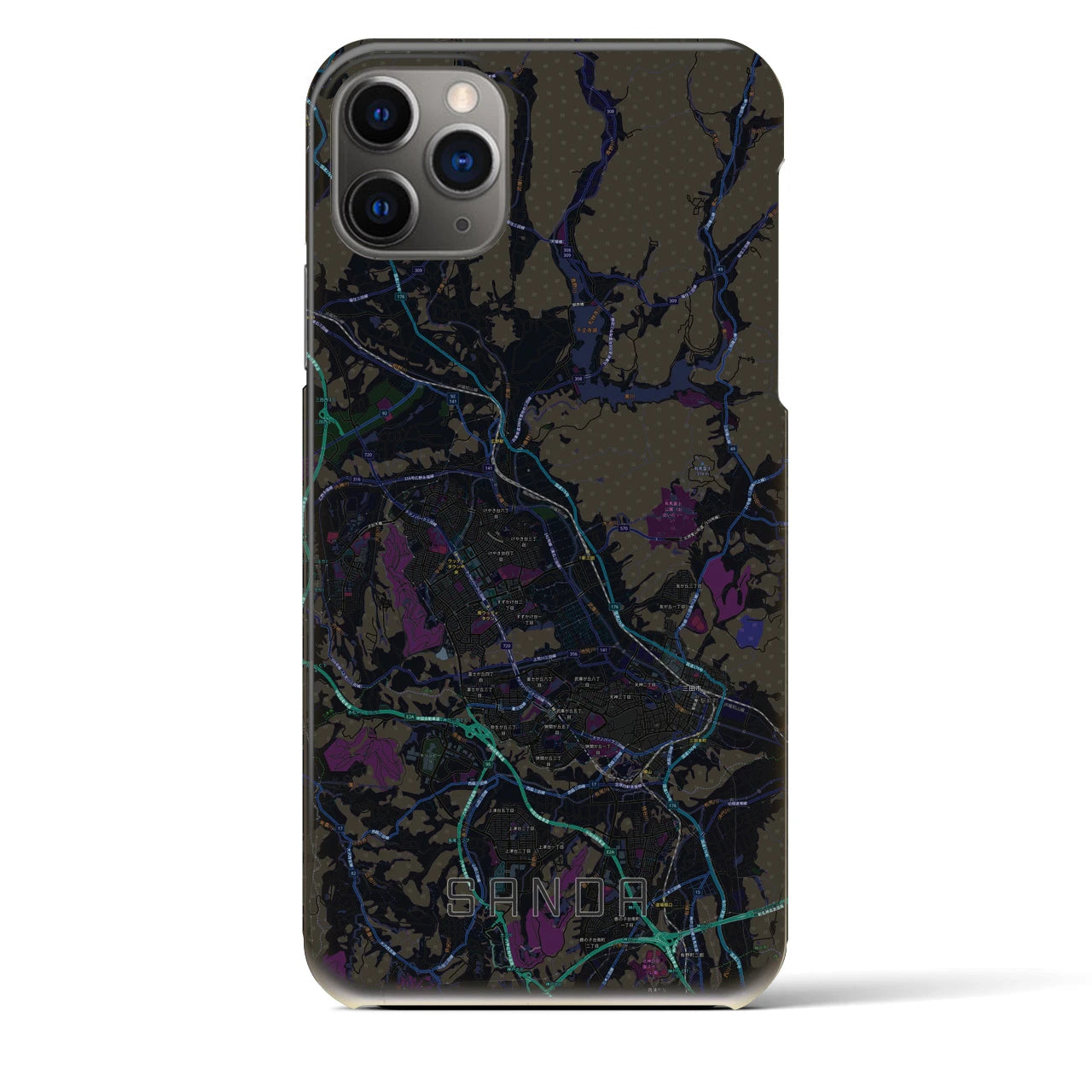 【三田(兵庫県)】地図柄iPhoneケース(バックカバータイプ)