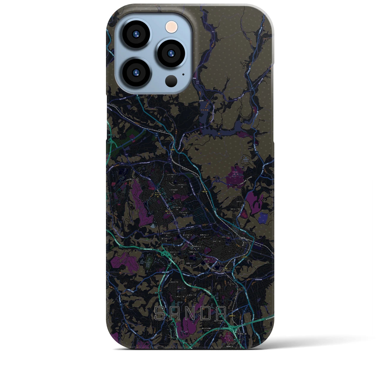 【三田(兵庫県)】地図柄iPhoneケース(バックカバータイプ)