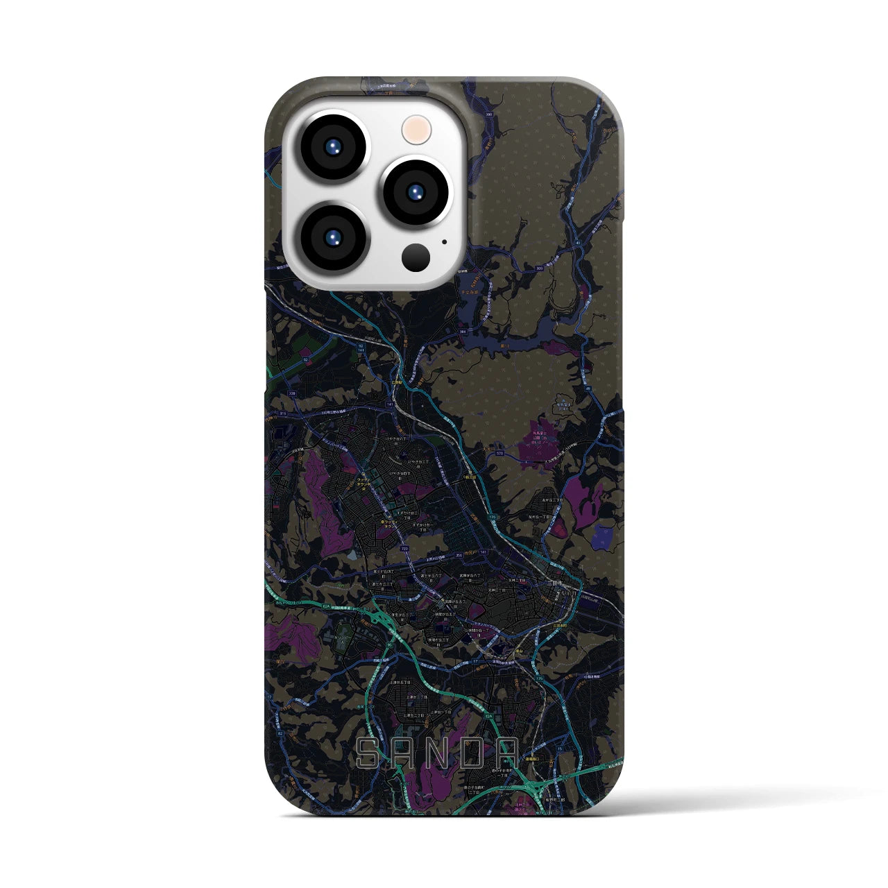 【三田(兵庫県)】地図柄iPhoneケース(バックカバータイプ)