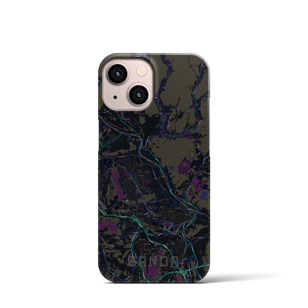 【三田(兵庫県)】地図柄iPhoneケース(バックカバータイプ)