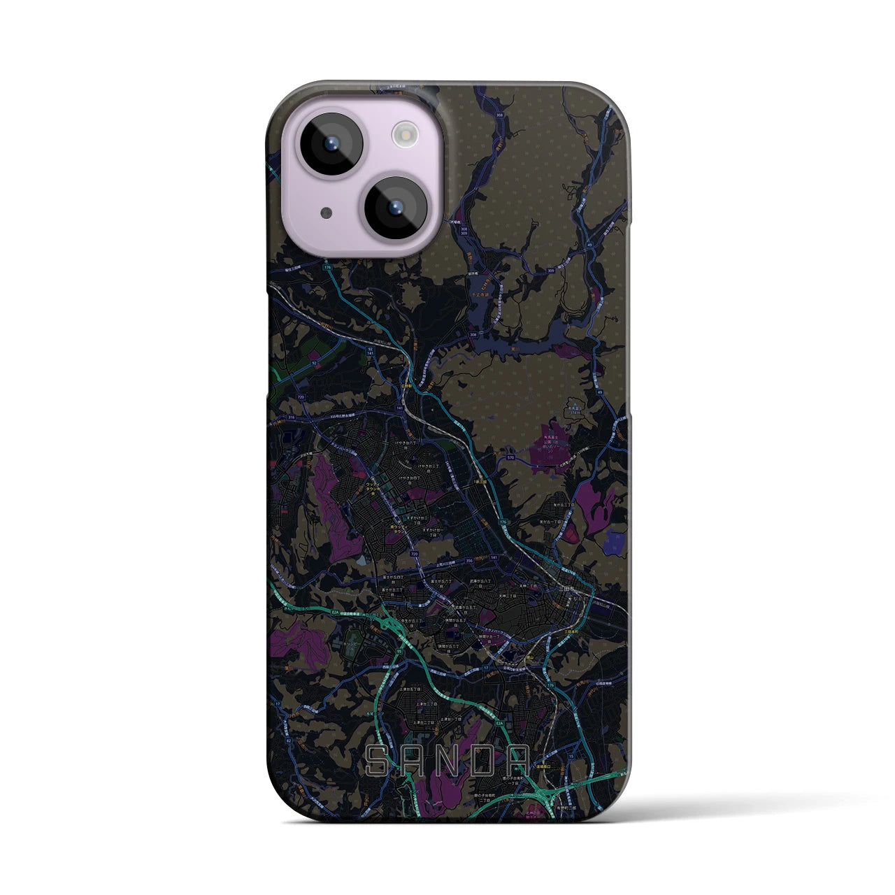 【三田(兵庫県)】地図柄iPhoneケース(バックカバータイプ)