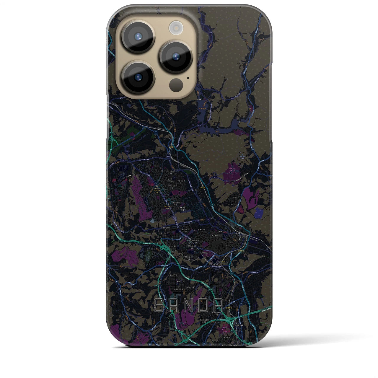 【三田(兵庫県)】地図柄iPhoneケース(バックカバータイプ)