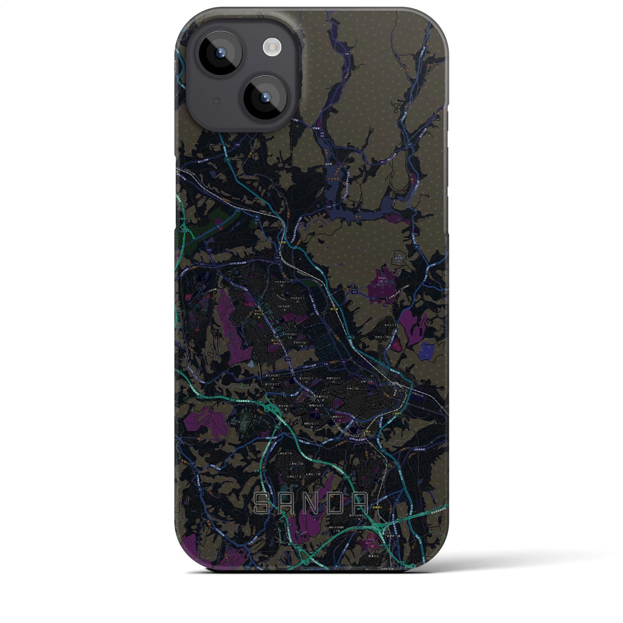 【三田(兵庫県)】地図柄iPhoneケース(バックカバータイプ)