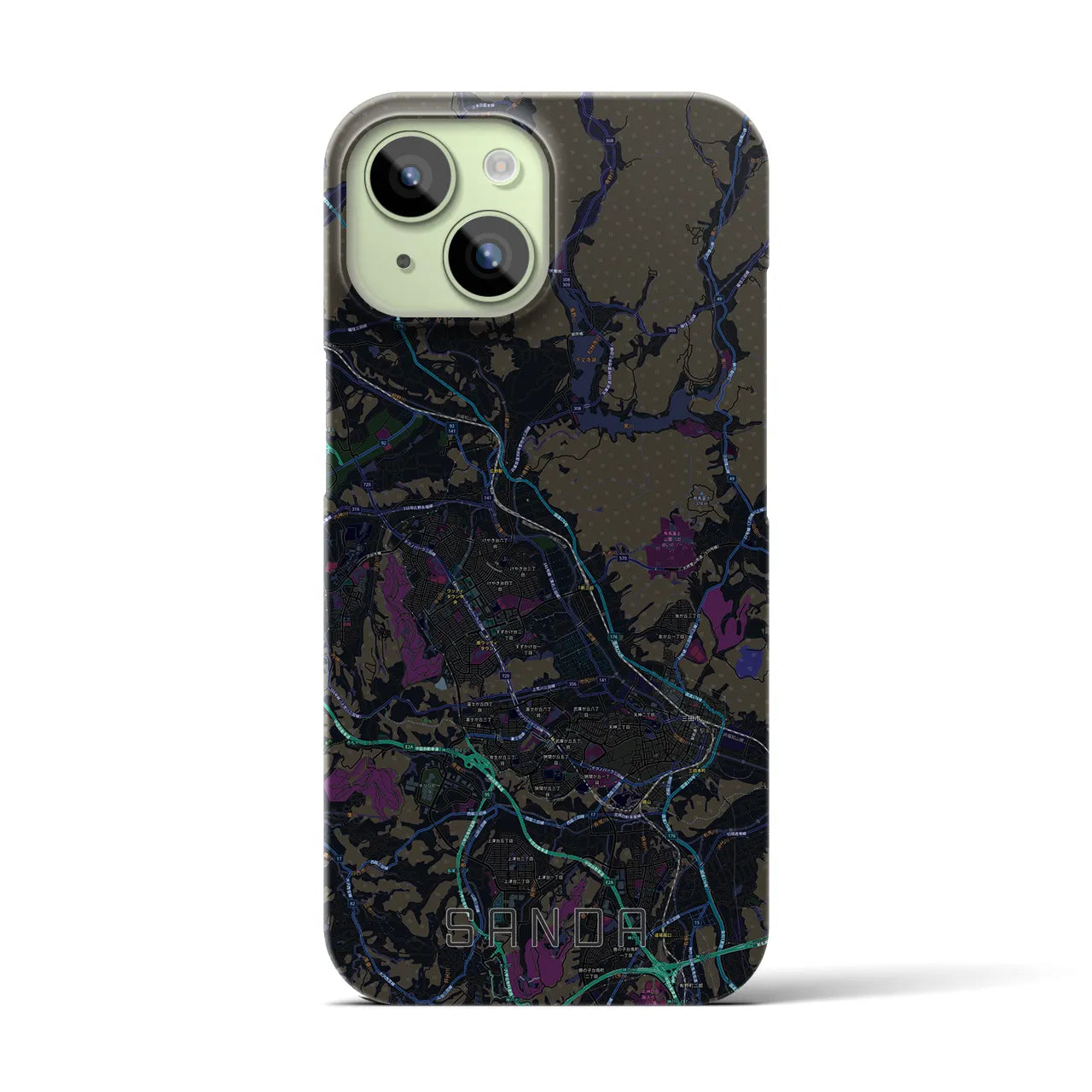 【三田(兵庫県)】地図柄iPhoneケース(バックカバータイプ)