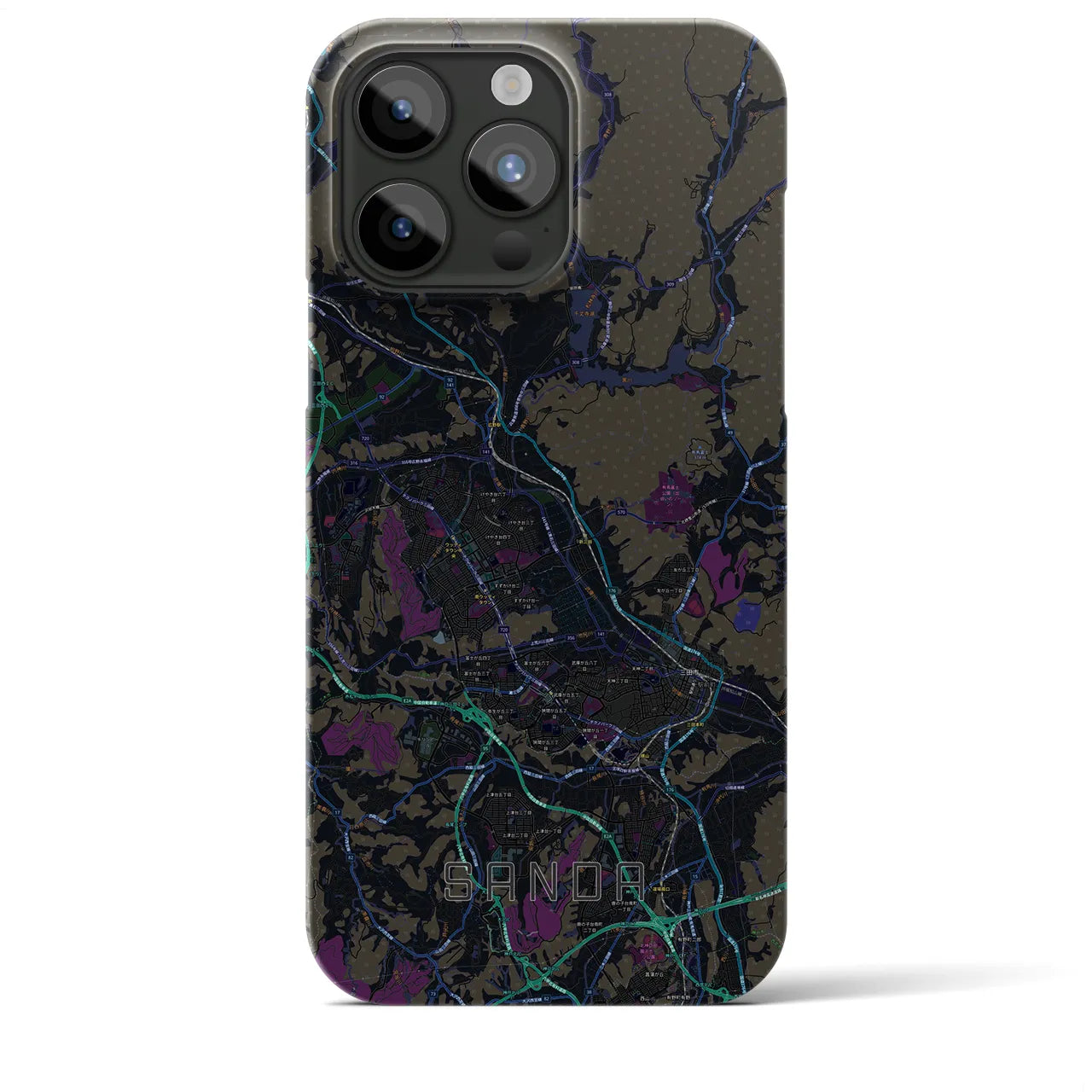 【三田(兵庫県)】地図柄iPhoneケース(バックカバータイプ)