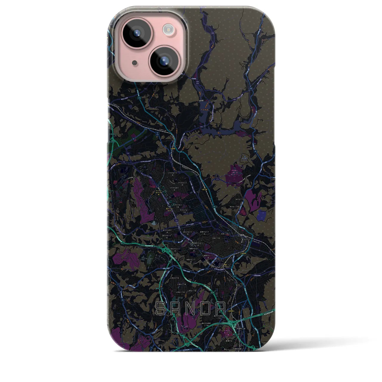 【三田(兵庫県)】地図柄iPhoneケース(バックカバータイプ)