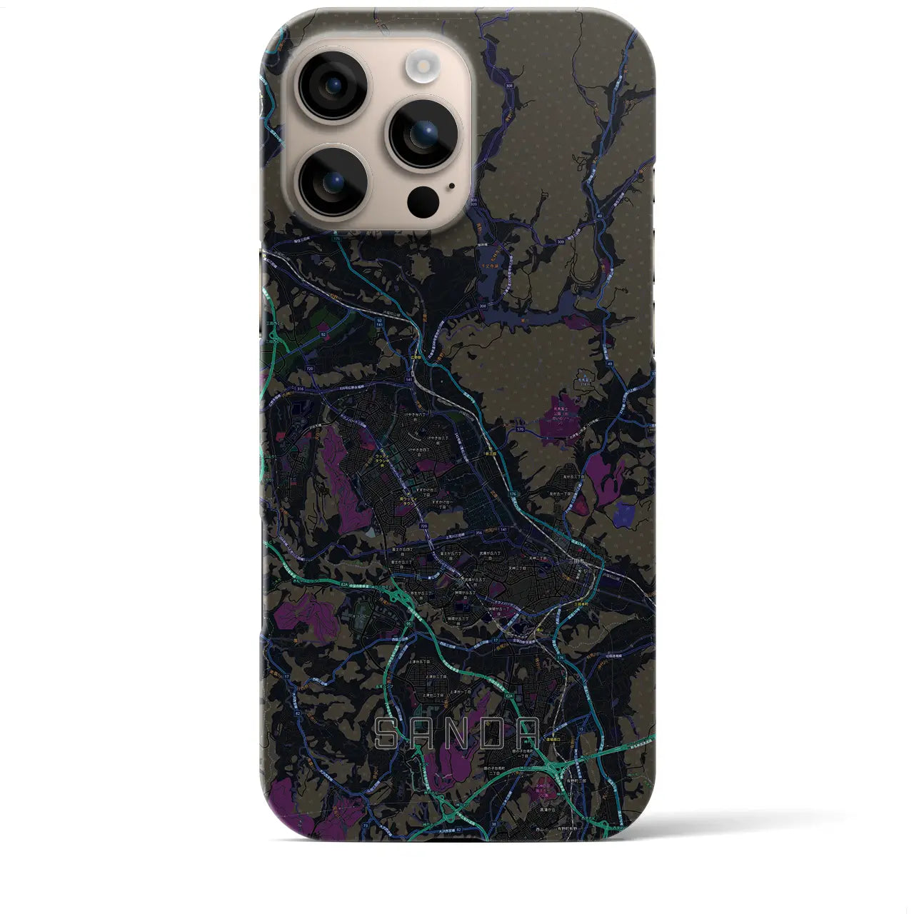 【三田(兵庫県)】地図柄iPhoneケース(バックカバータイプ)
