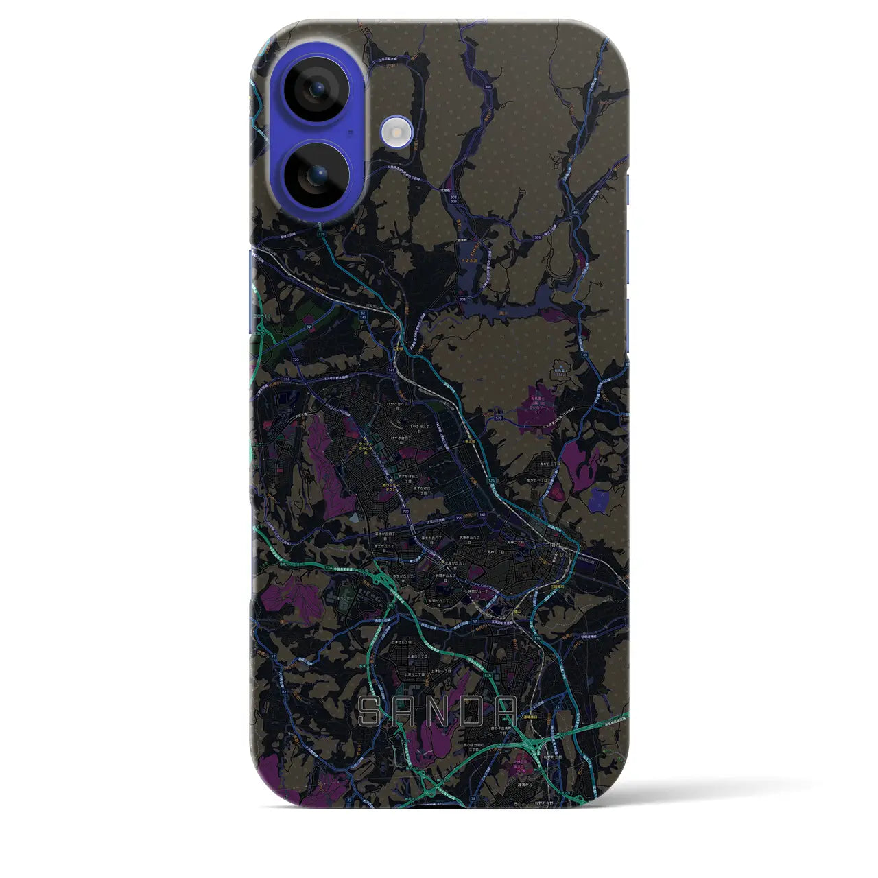 【三田(兵庫県)】地図柄iPhoneケース(バックカバータイプ)