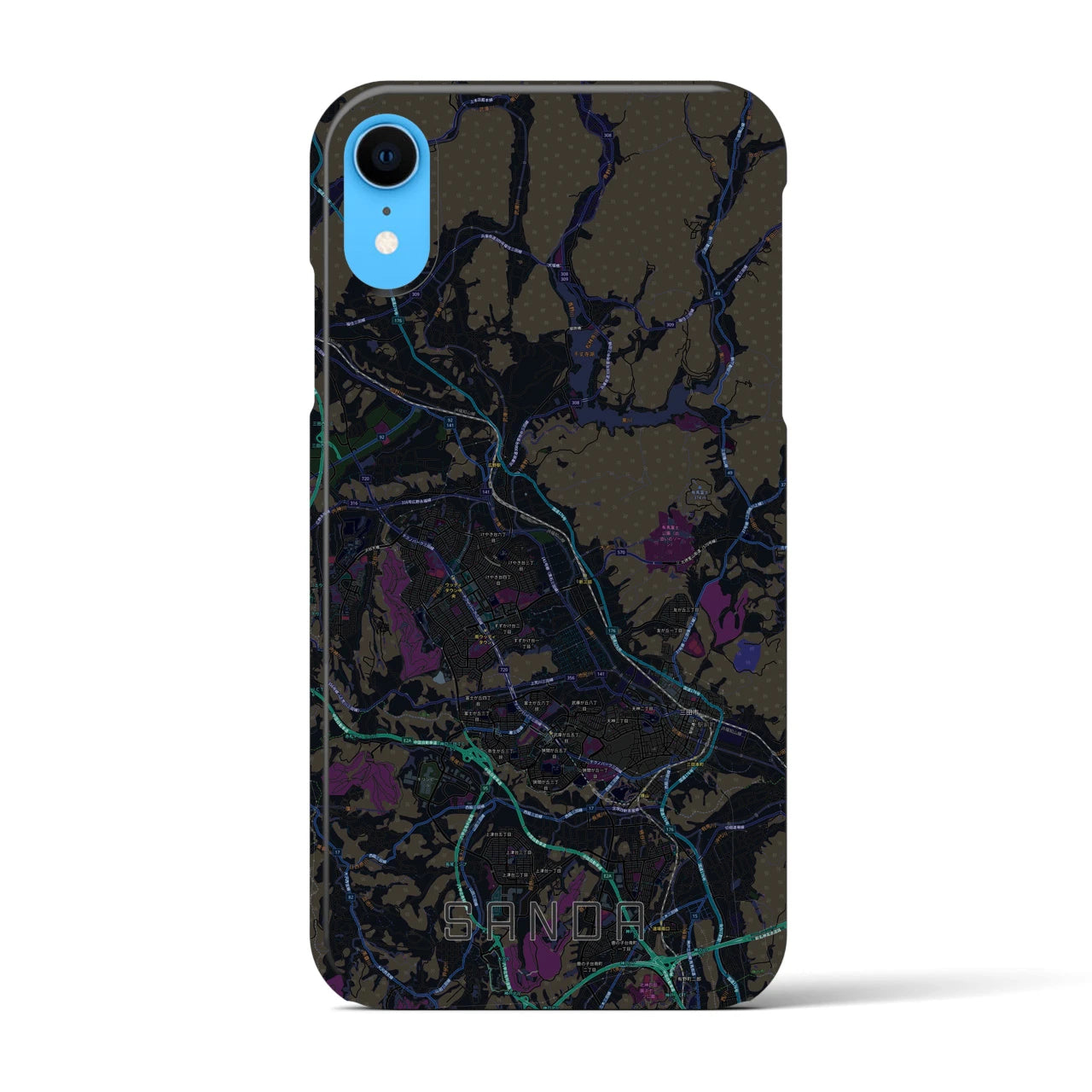 【三田(兵庫県)】地図柄iPhoneケース(バックカバータイプ)