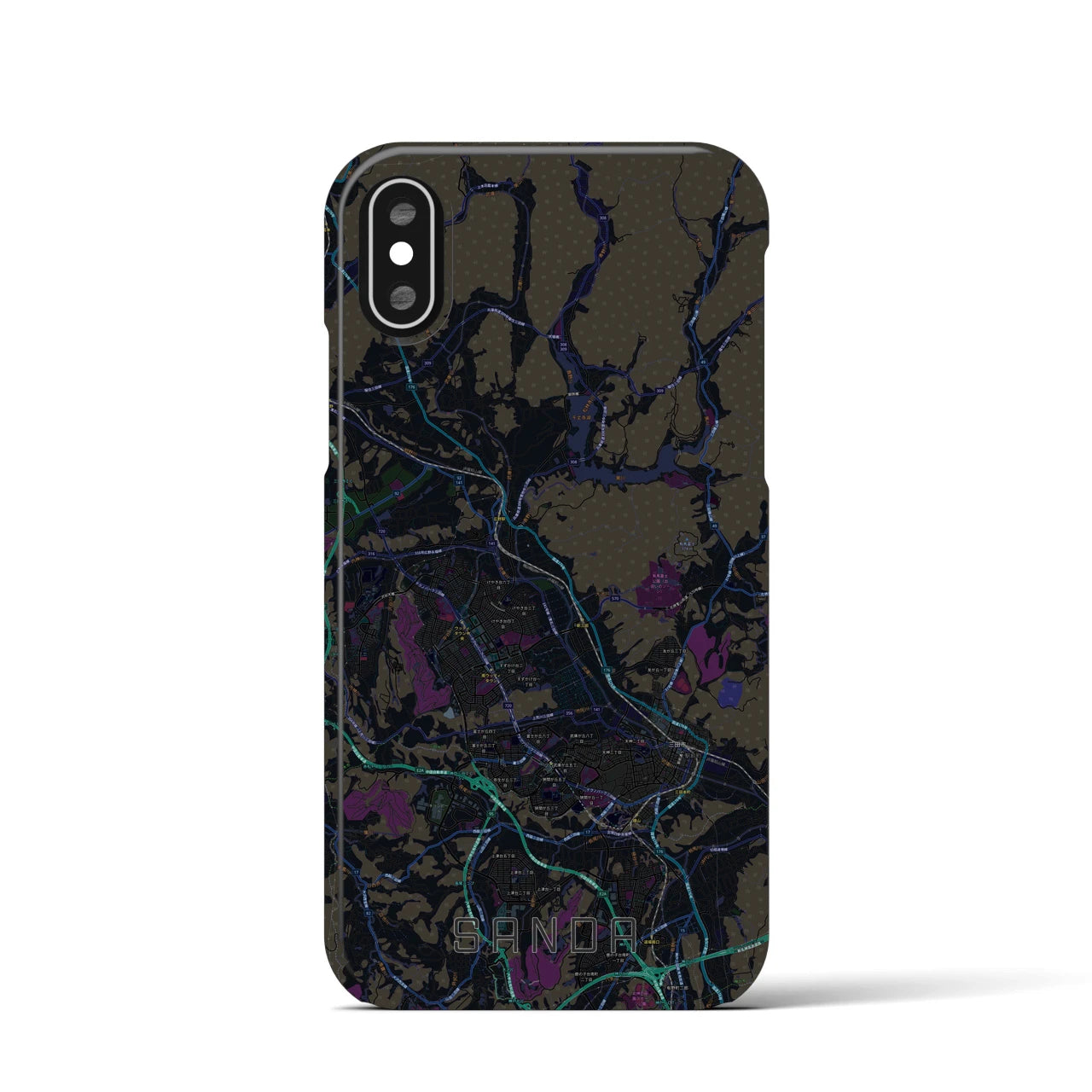 【三田(兵庫県)】地図柄iPhoneケース(バックカバータイプ)
