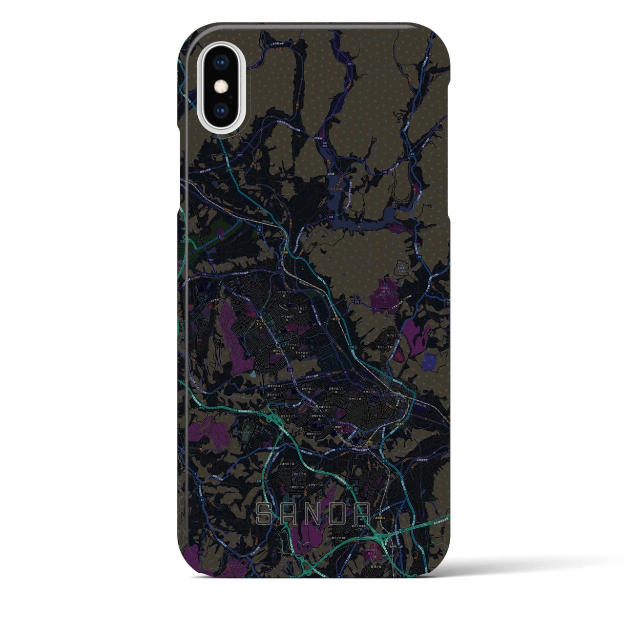 【三田(兵庫県)】地図柄iPhoneケース(バックカバータイプ)