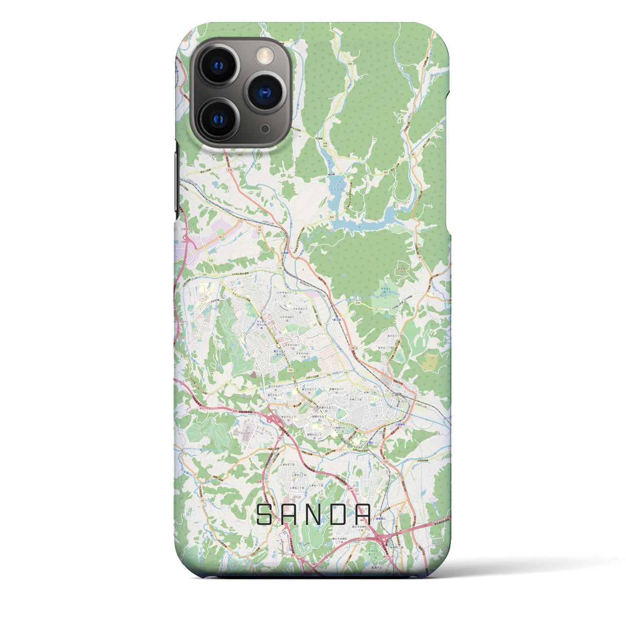 【三田(兵庫県)】地図柄iPhoneケース(バックカバータイプ)