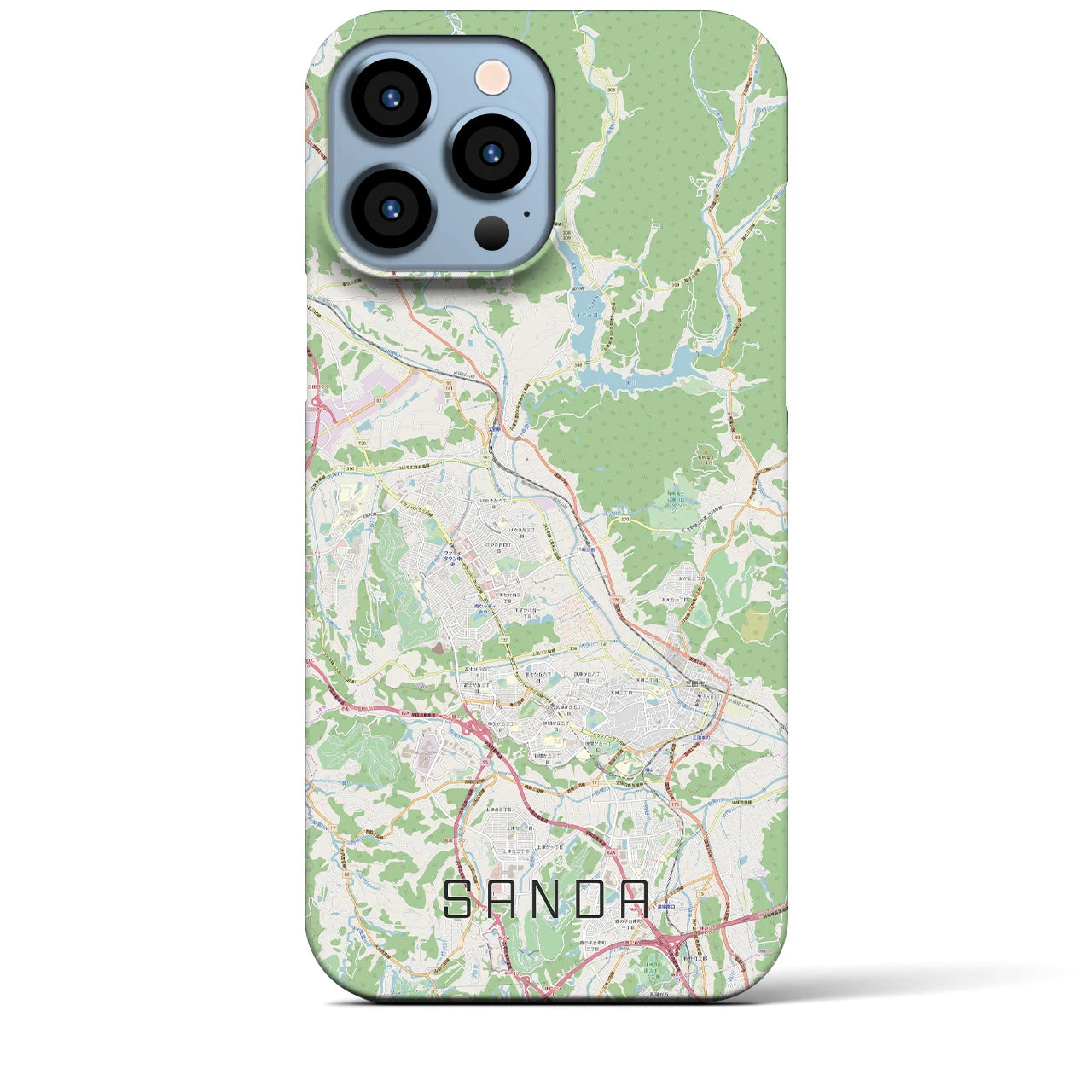 【三田(兵庫県)】地図柄iPhoneケース(バックカバータイプ)