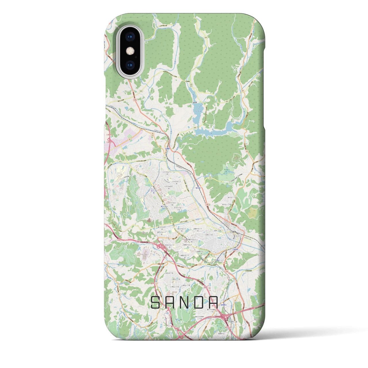 【三田(兵庫県)】地図柄iPhoneケース(バックカバータイプ)