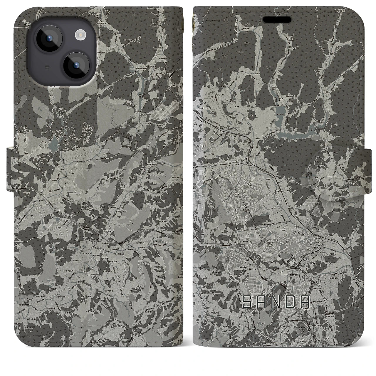 【三田(兵庫県)】地図柄iPhoneケース(手帳タイプ)