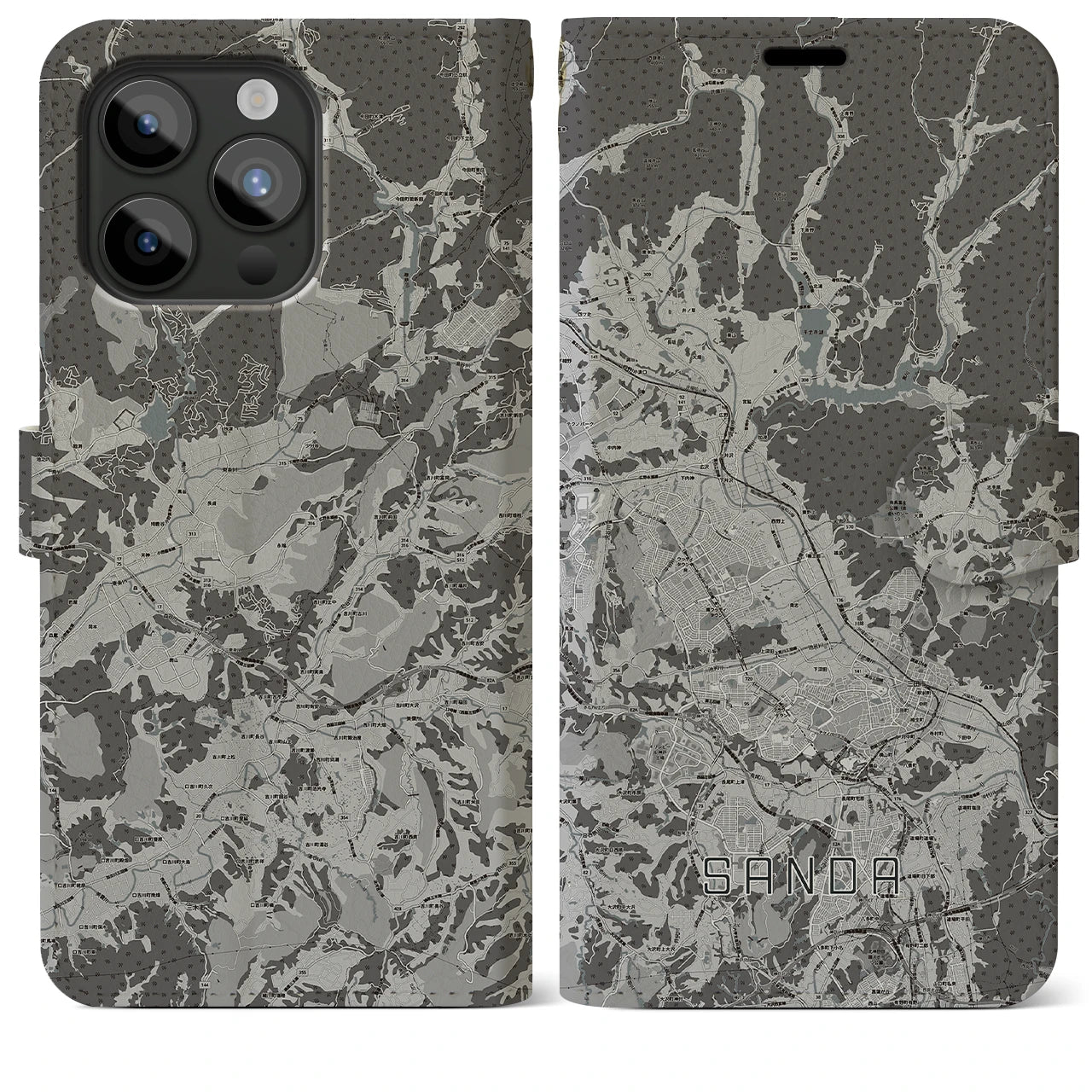 【三田(兵庫県)】地図柄iPhoneケース(手帳タイプ)