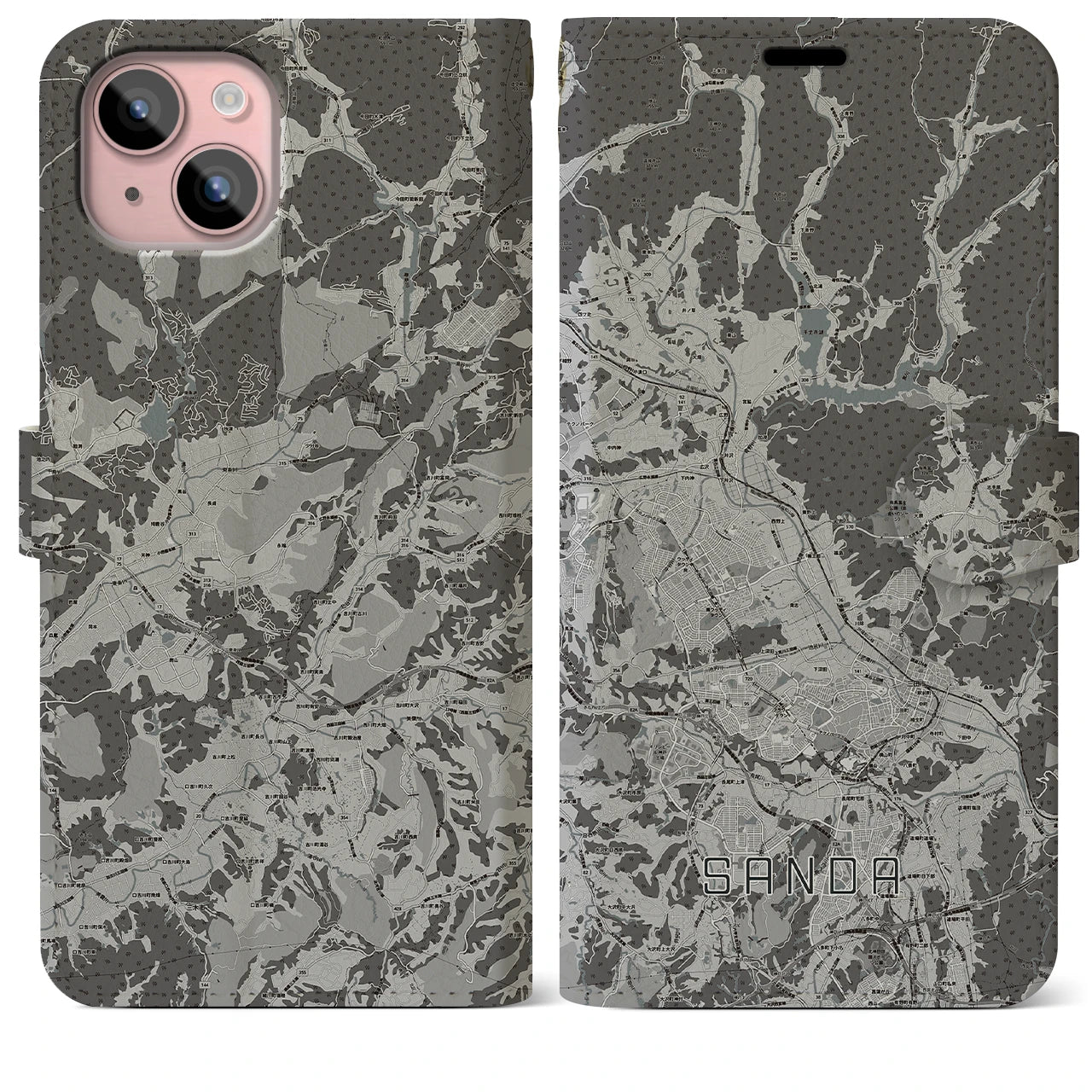 【三田(兵庫県)】地図柄iPhoneケース(手帳タイプ)