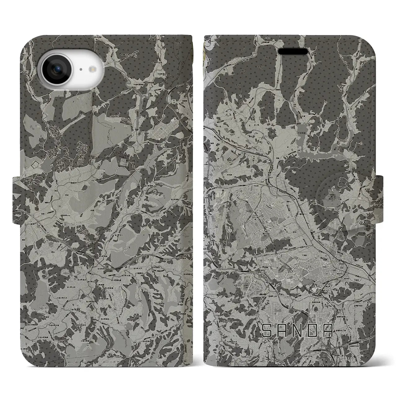 【三田(兵庫県)】地図柄iPhoneケース(手帳タイプ)