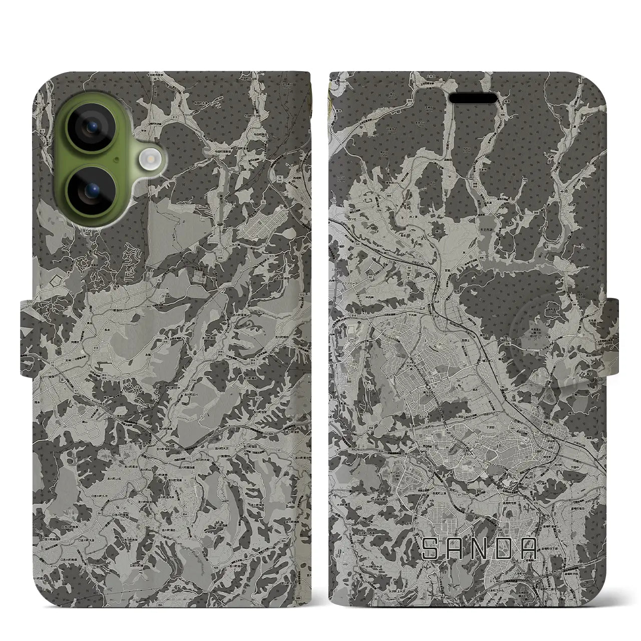 【三田(兵庫県)】地図柄iPhoneケース(手帳タイプ)