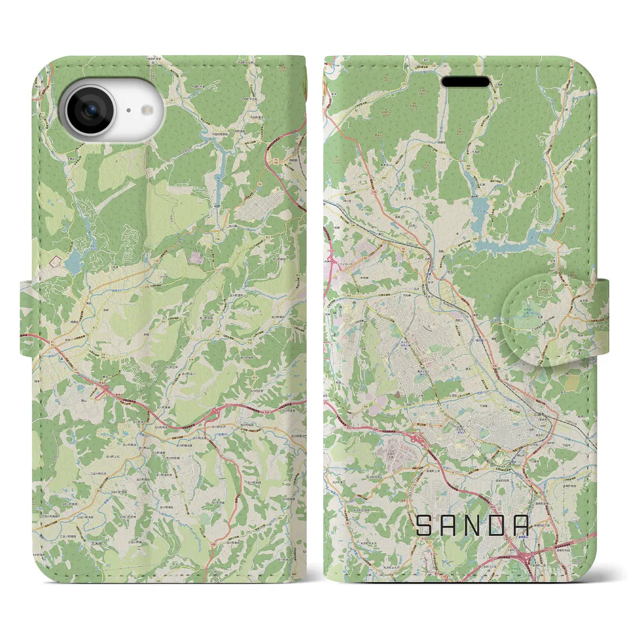 【三田(兵庫県)】地図柄iPhoneケース(手帳タイプ)