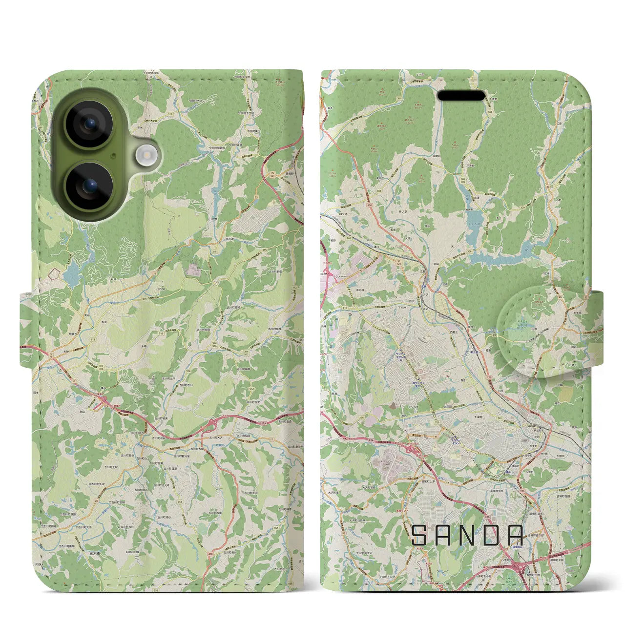 【三田(兵庫県)】地図柄iPhoneケース(手帳タイプ)