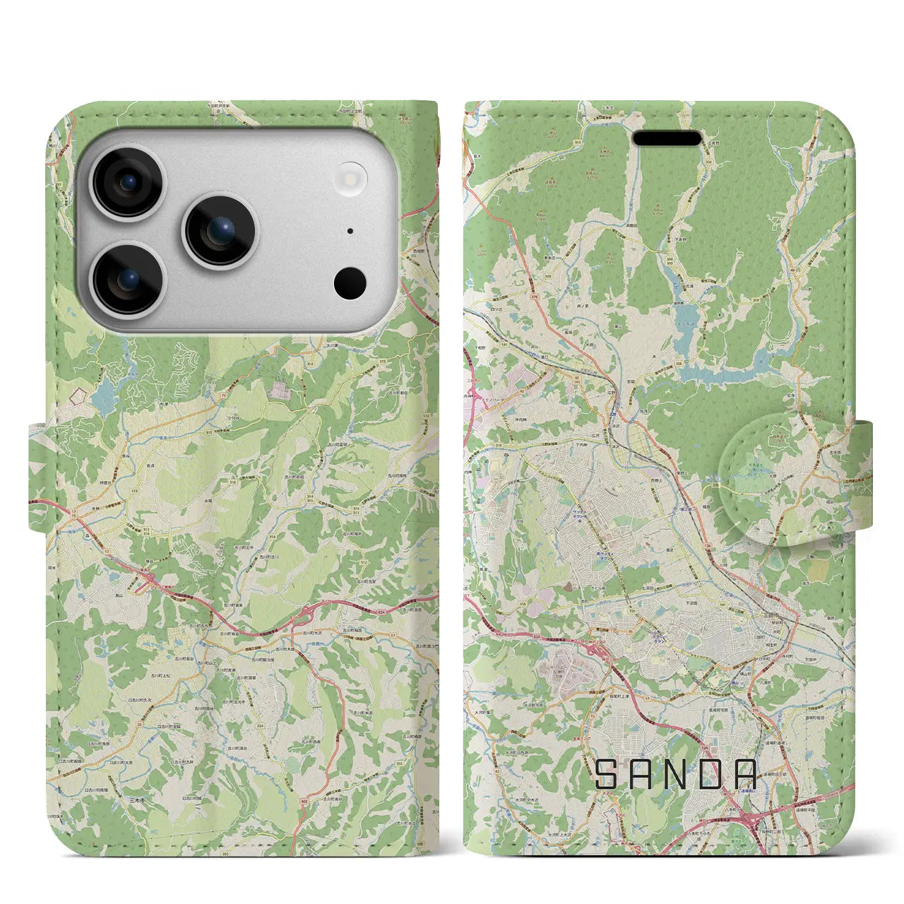 【三田(兵庫県)】地図柄iPhoneケース(手帳タイプ)