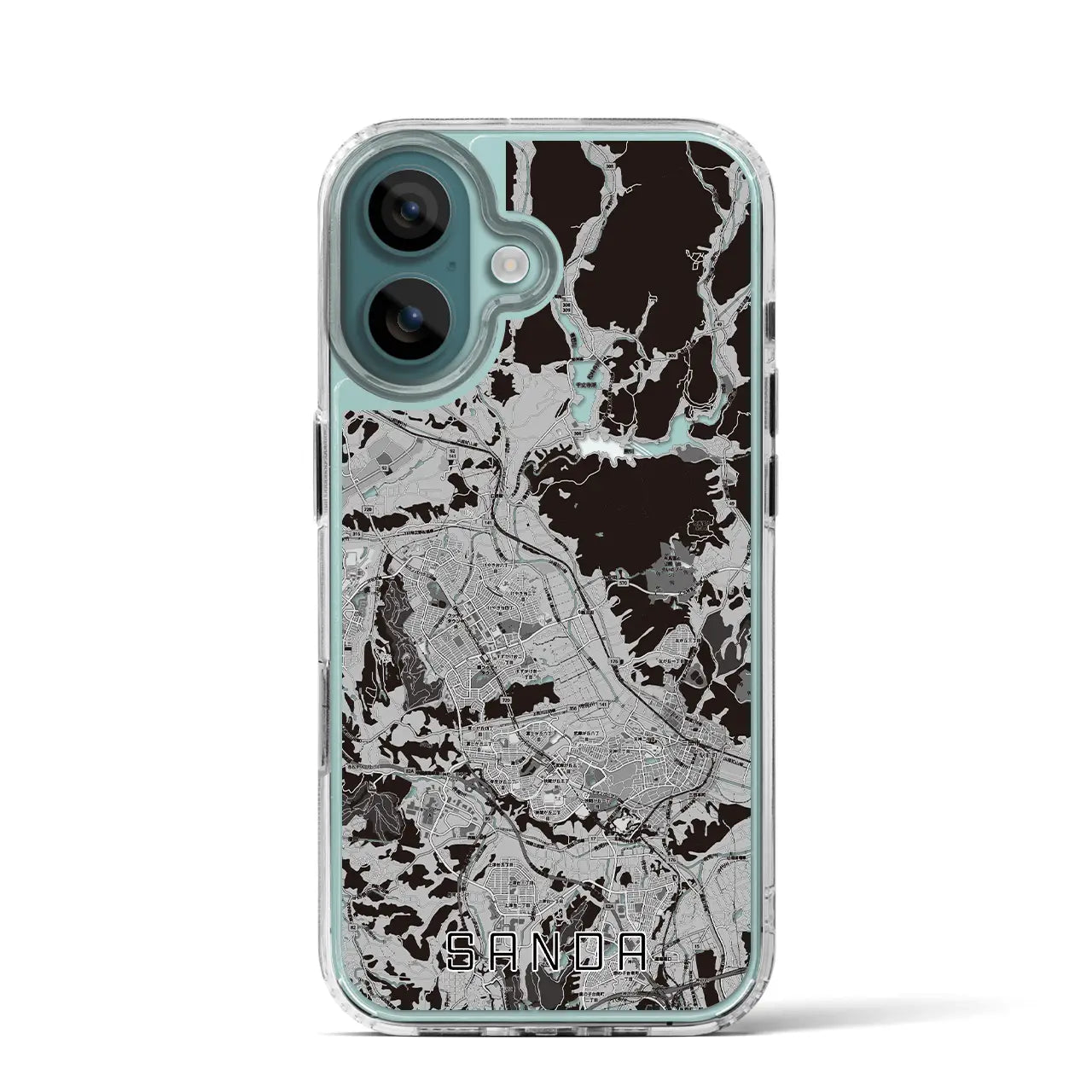 【三田(兵庫県)】地図柄iPhoneケース(MagSafeタイプ)モノトーン・iPhone 16 Pro 用