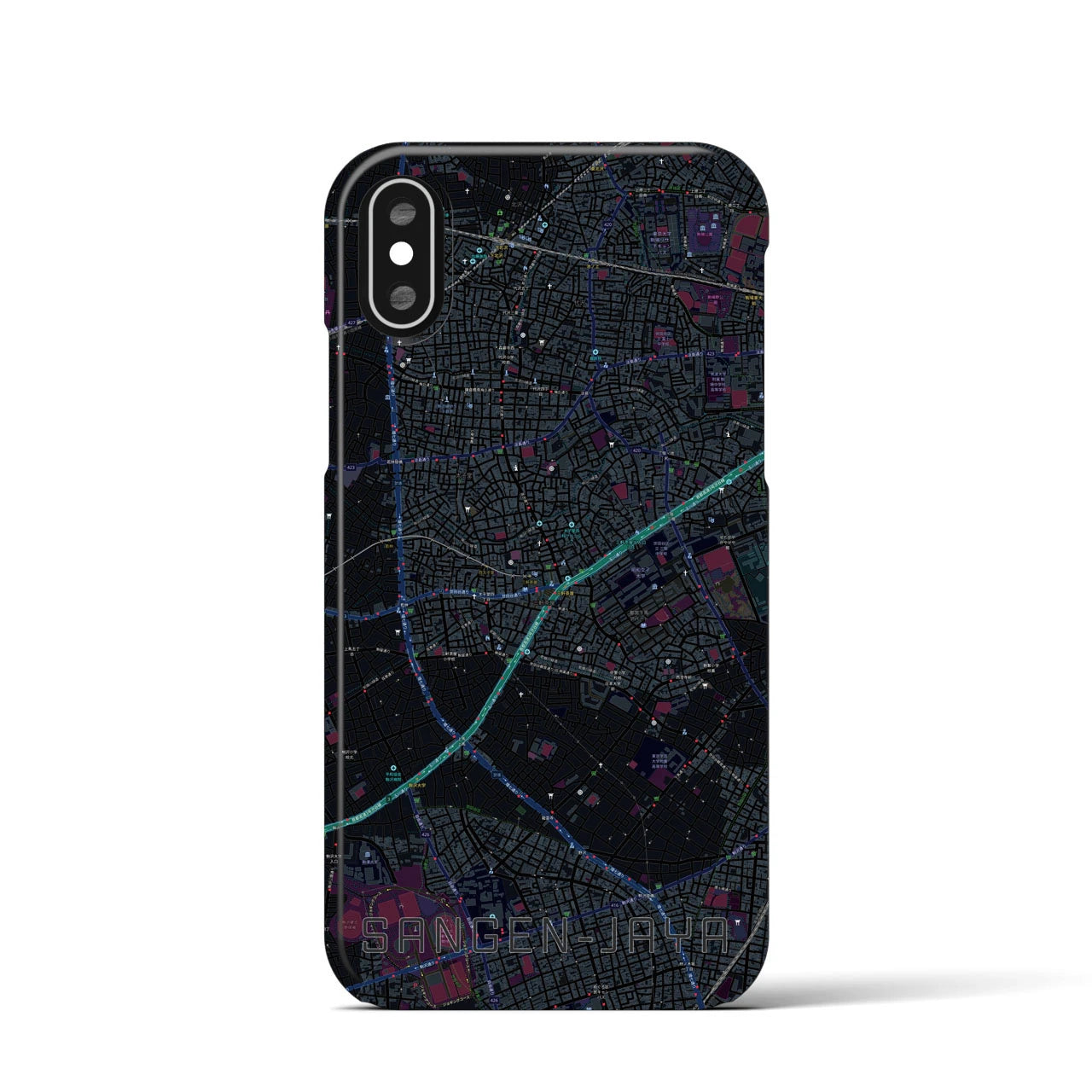 【三軒茶屋(東京都)】地図柄iPhoneケース(バックカバータイプ)