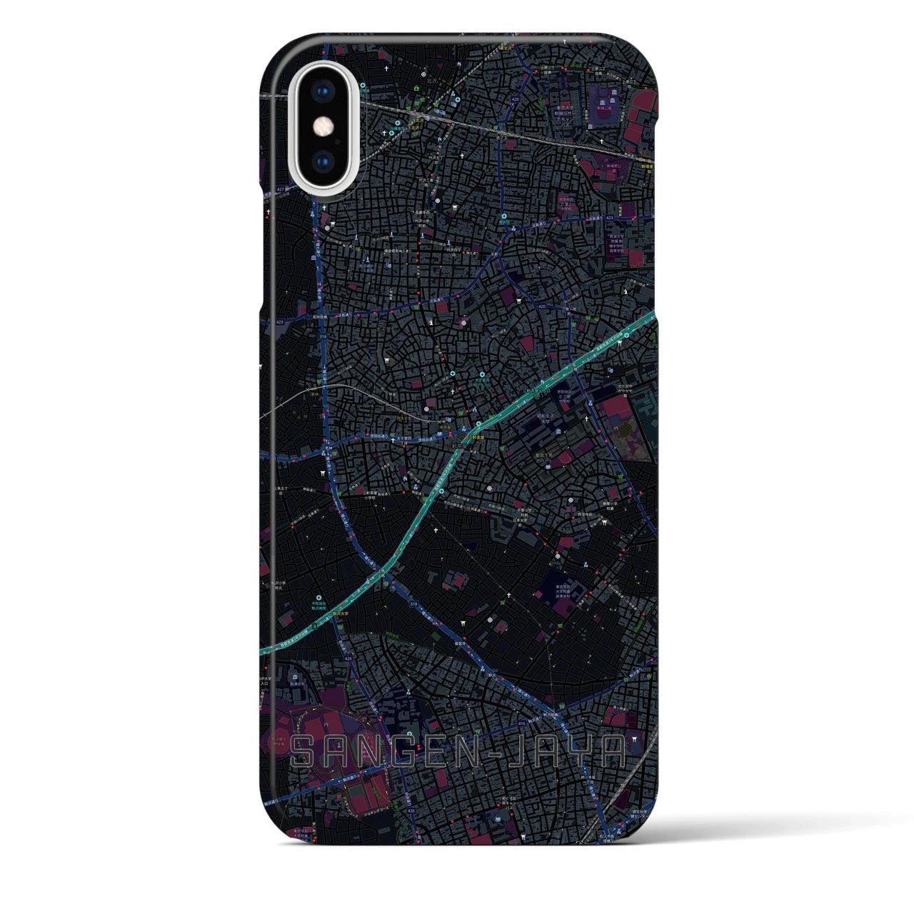 【三軒茶屋(東京都)】地図柄iPhoneケース(バックカバータイプ)