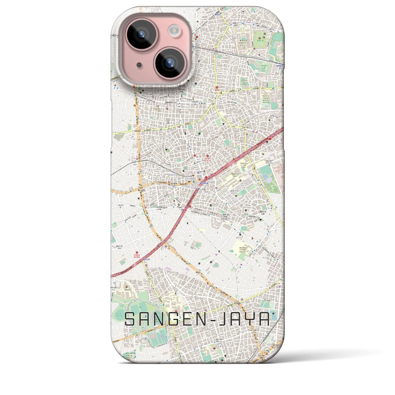【三軒茶屋(東京都)】地図柄iPhoneケース(バックカバータイプ)