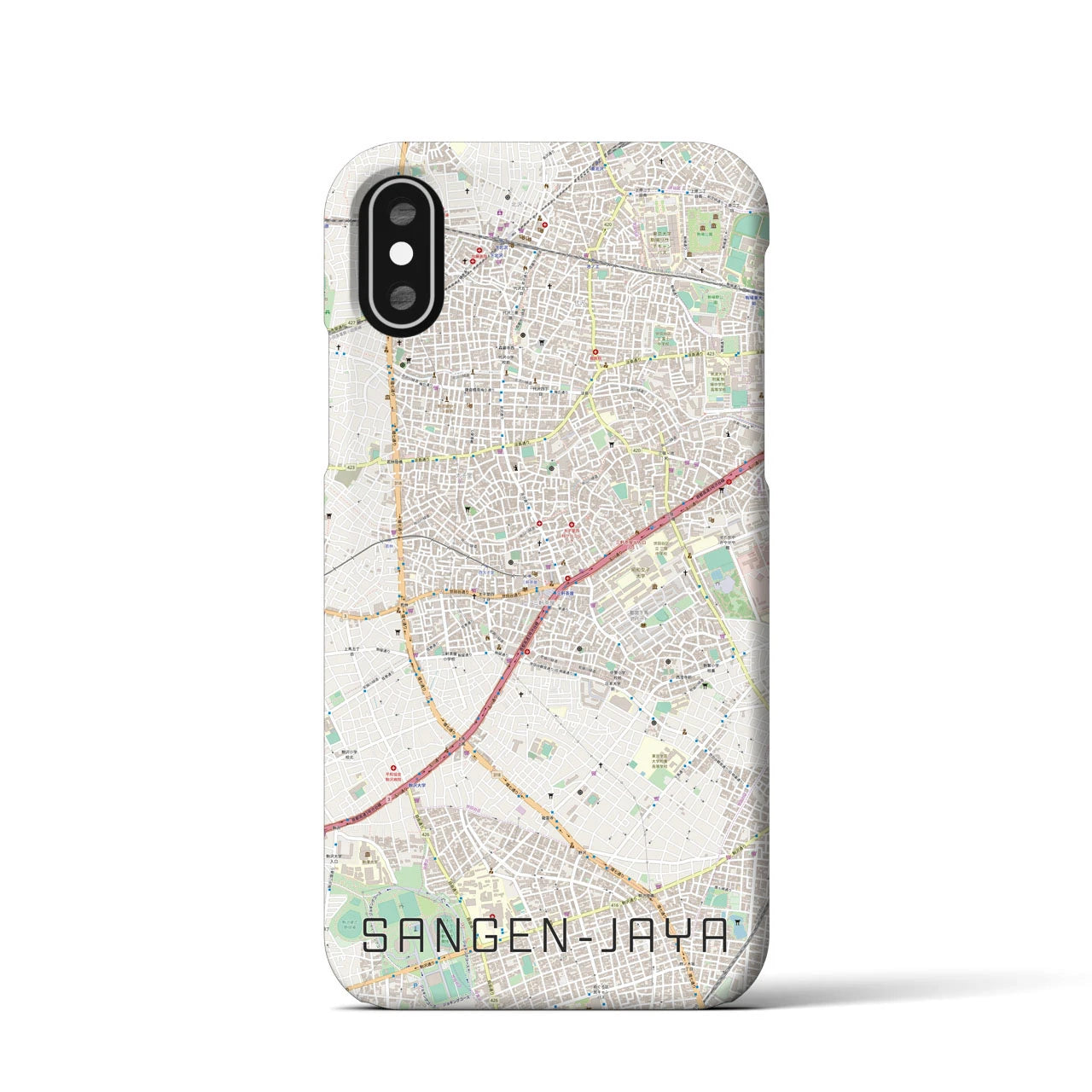 【三軒茶屋(東京都)】地図柄iPhoneケース(バックカバータイプ)