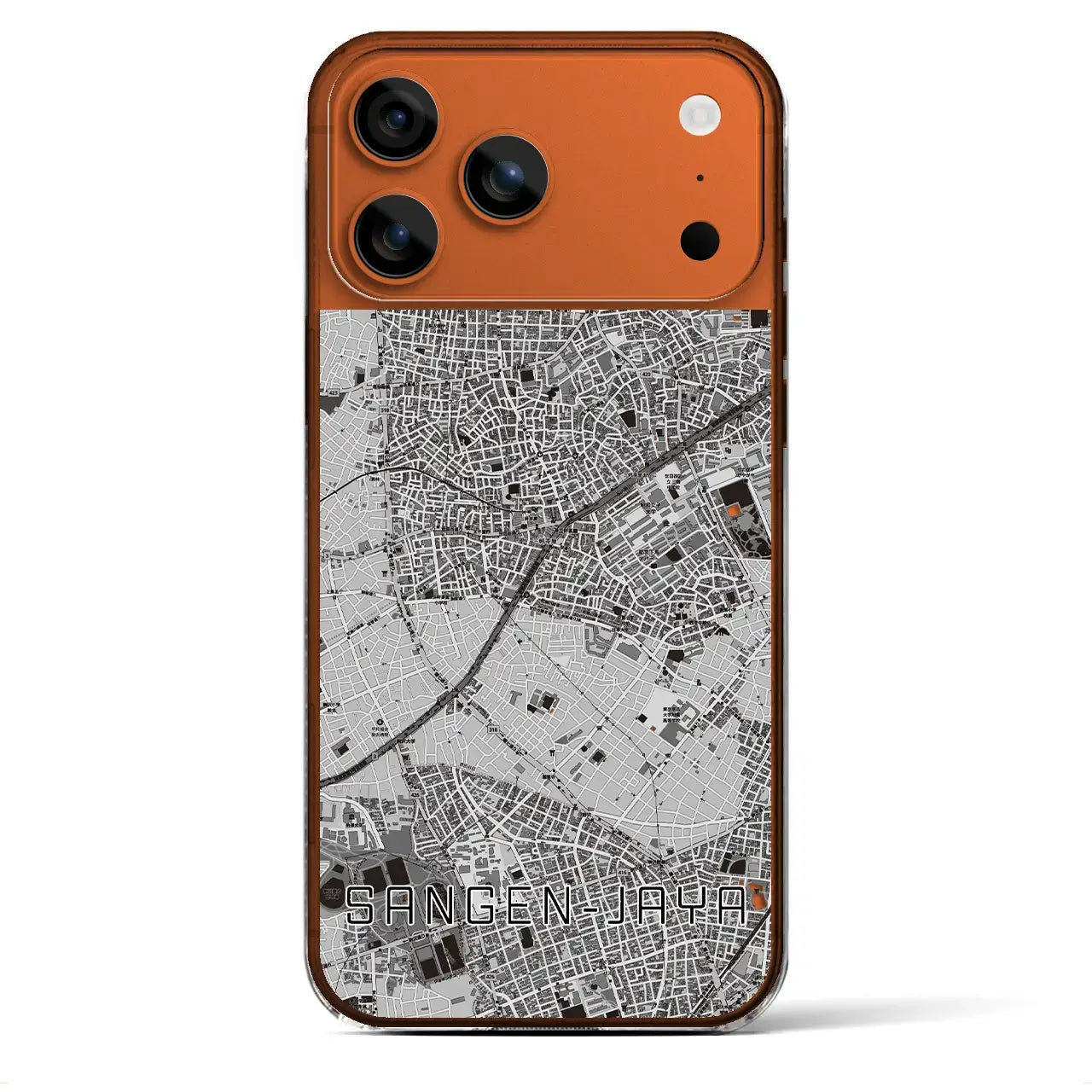 【三軒茶屋(東京都)】地図柄iPhoneケース(クリアタイプ)モノトーン・iPhone 17 Pro Max 用